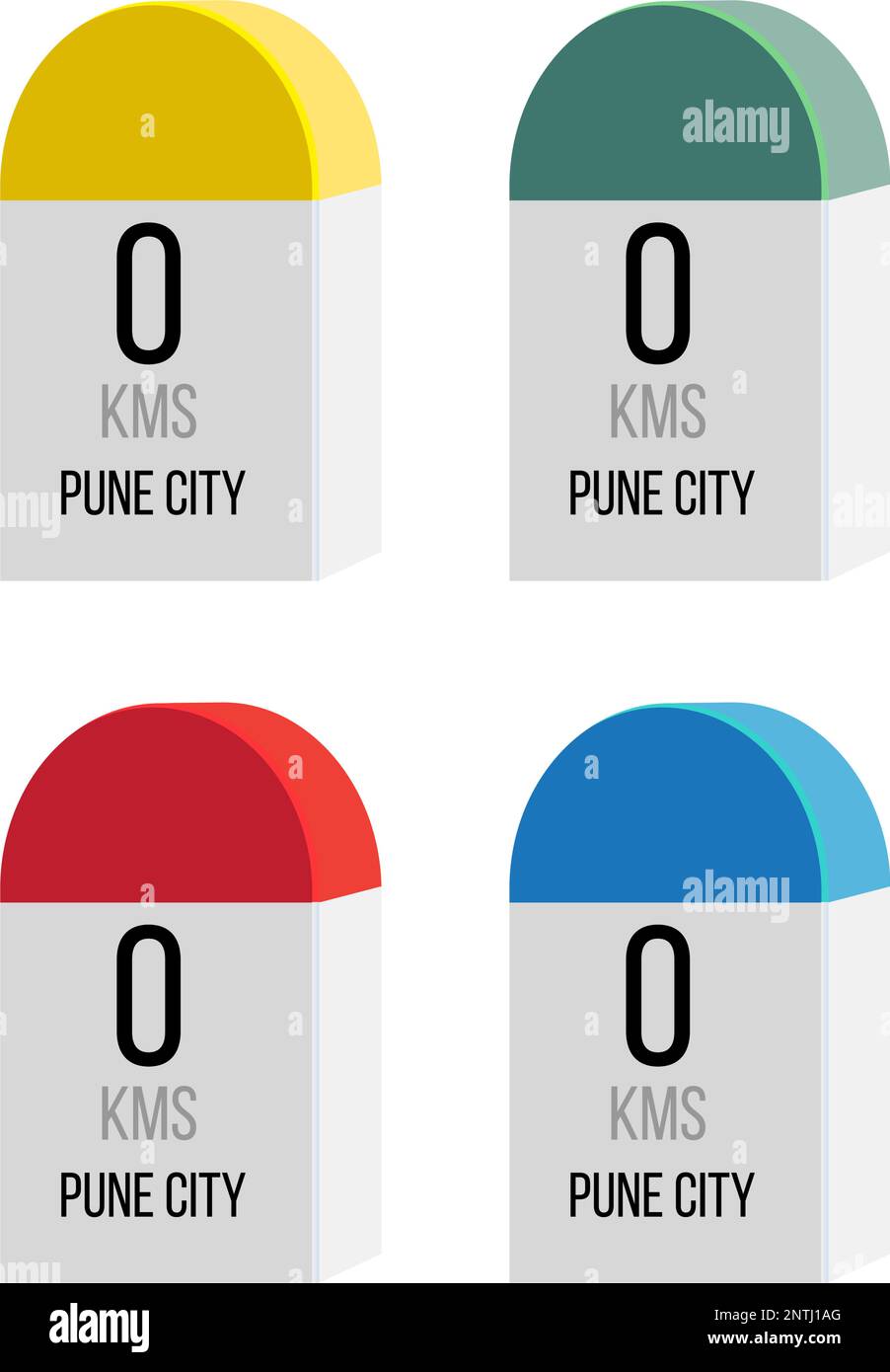 Pune City - Destination Milestone - 0 KM - Symbolabbildung als EPS 10-Datei Stock Vektor