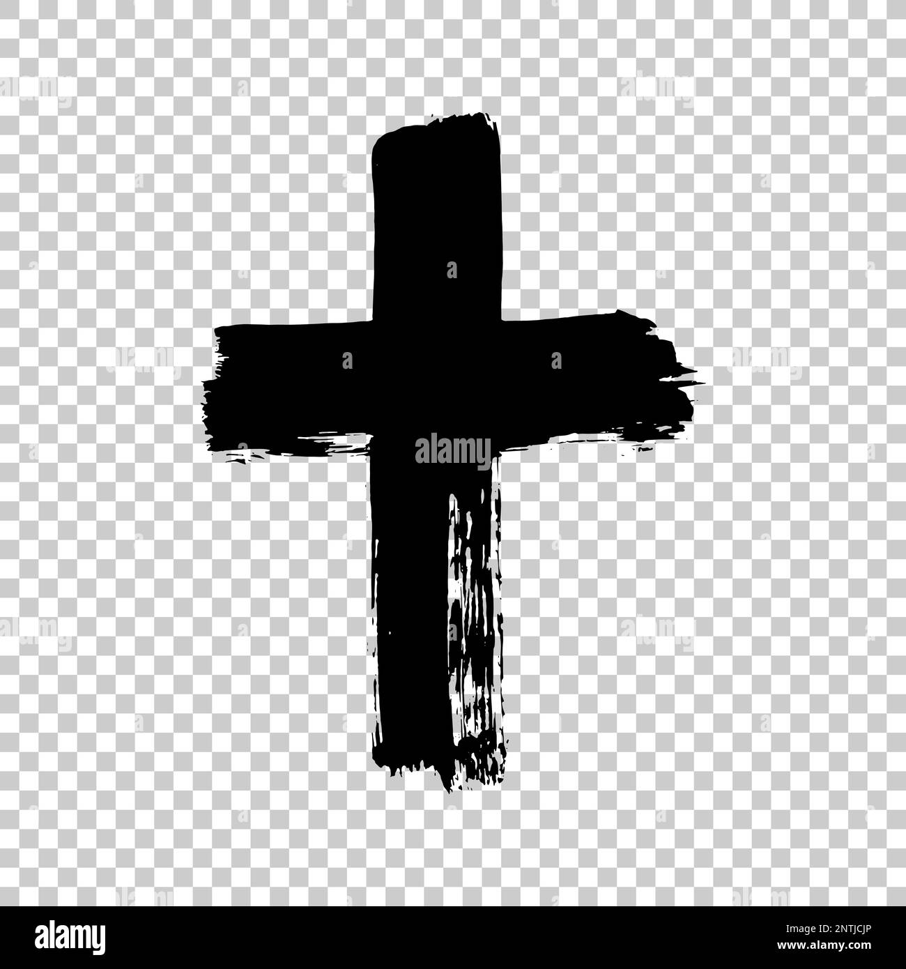 Handgezeichnetes Kreuz. Grunge Cross. Kreuz mit Pinselstrich auf isoliertem Hintergrund Stock Vektor