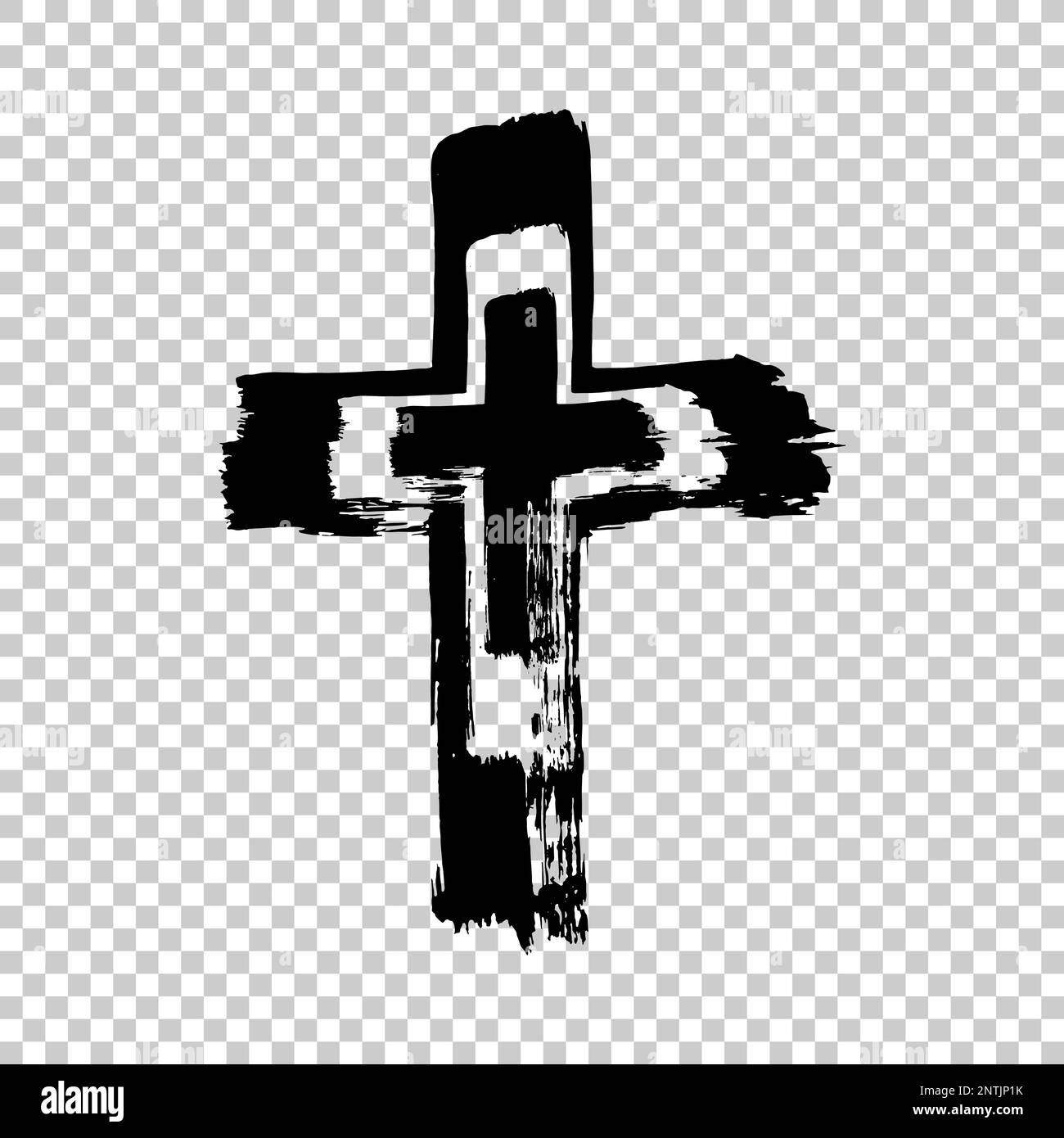Handgezeichnetes Kreuz. Grunge Cross. Kreuz mit Pinselstrich auf isoliertem Hintergrund Stock Vektor