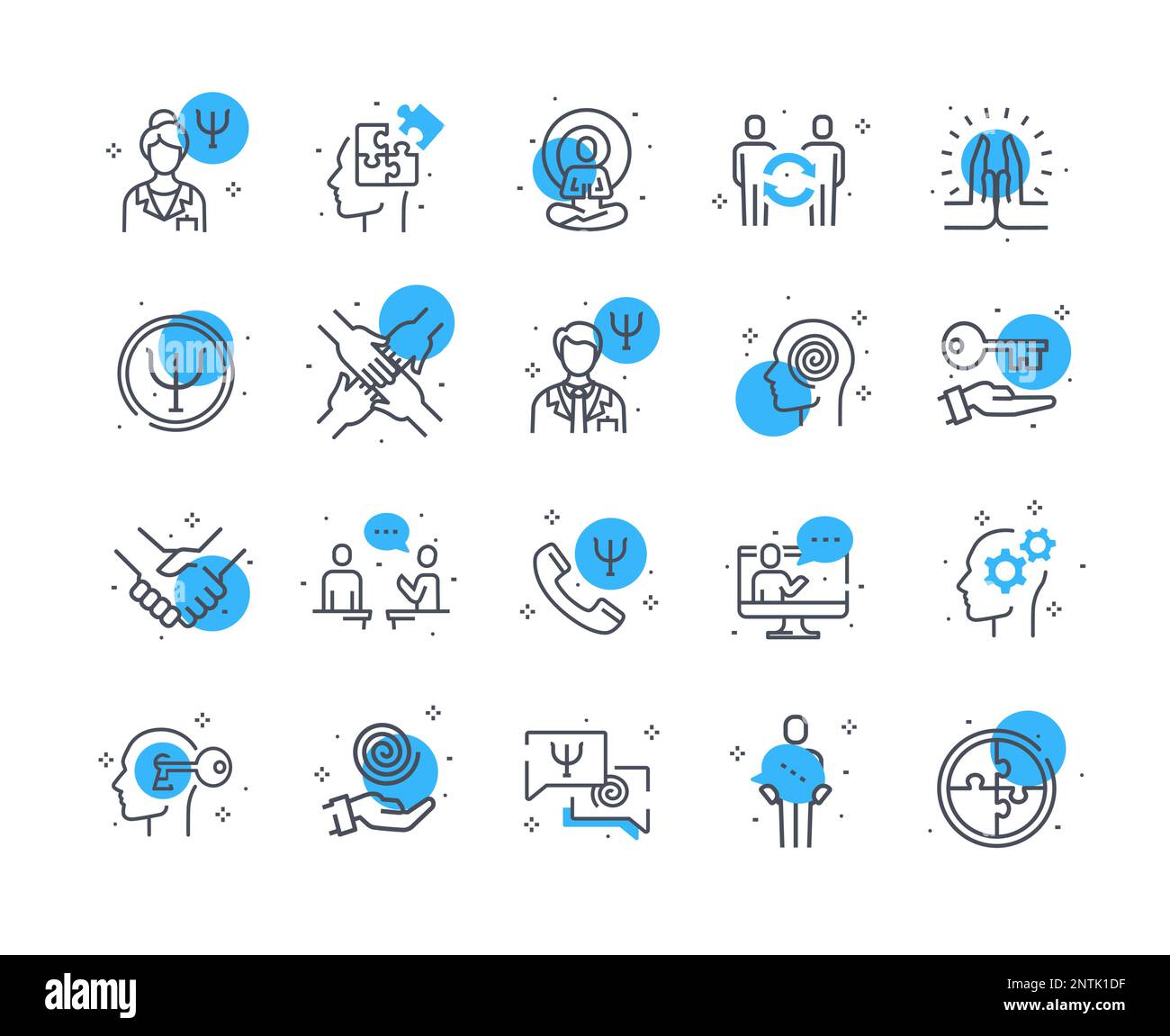 Psychologiesymbole blau eingestellt Stock Vektor