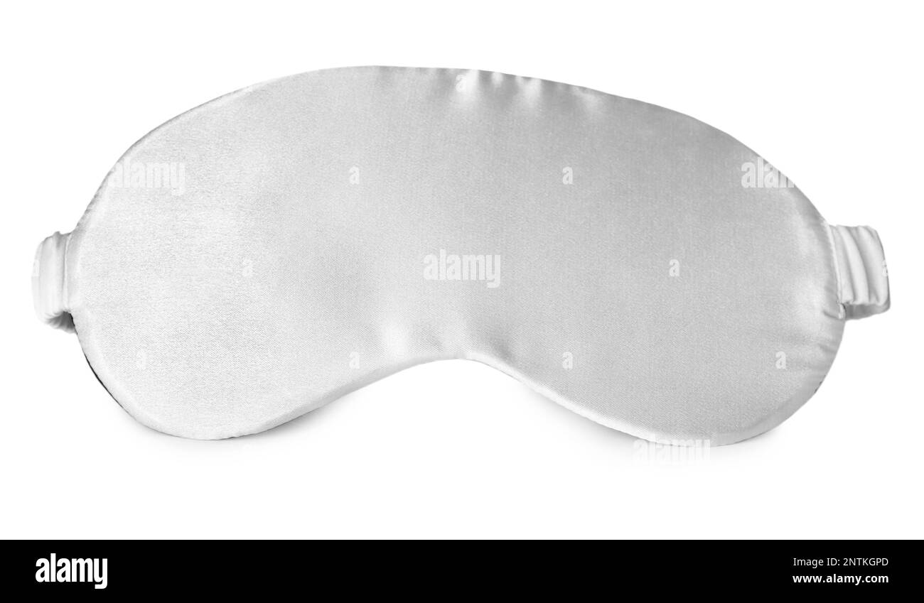 Helle Schlafaugenmaske isoliert auf weiß Stockfoto