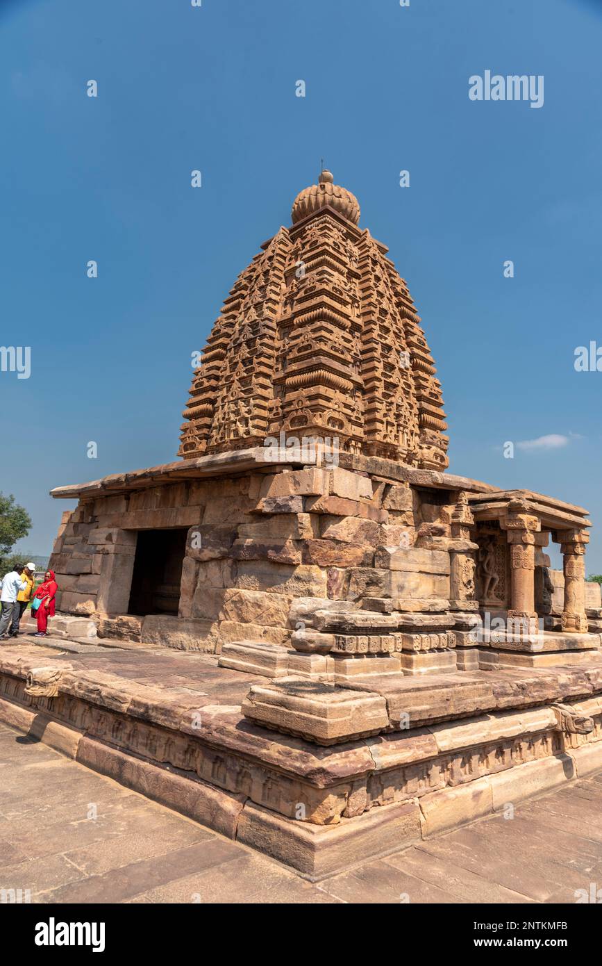 Pattadakal, Karnataka, Indien - Okt. 27 2022: Galaganatha-Tempel in Pattadakal, auch Raktapura genannt, wurde erbaut, um die Chalukya-Dynastie A zu regieren Stockfoto