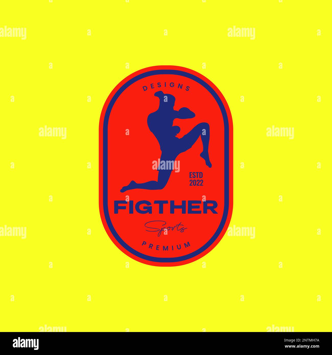 Man Sport Selbstverteidigung muay thai Fight Abzeichen Vintage Logo Symbol Vektordarstellung Stock Vektor