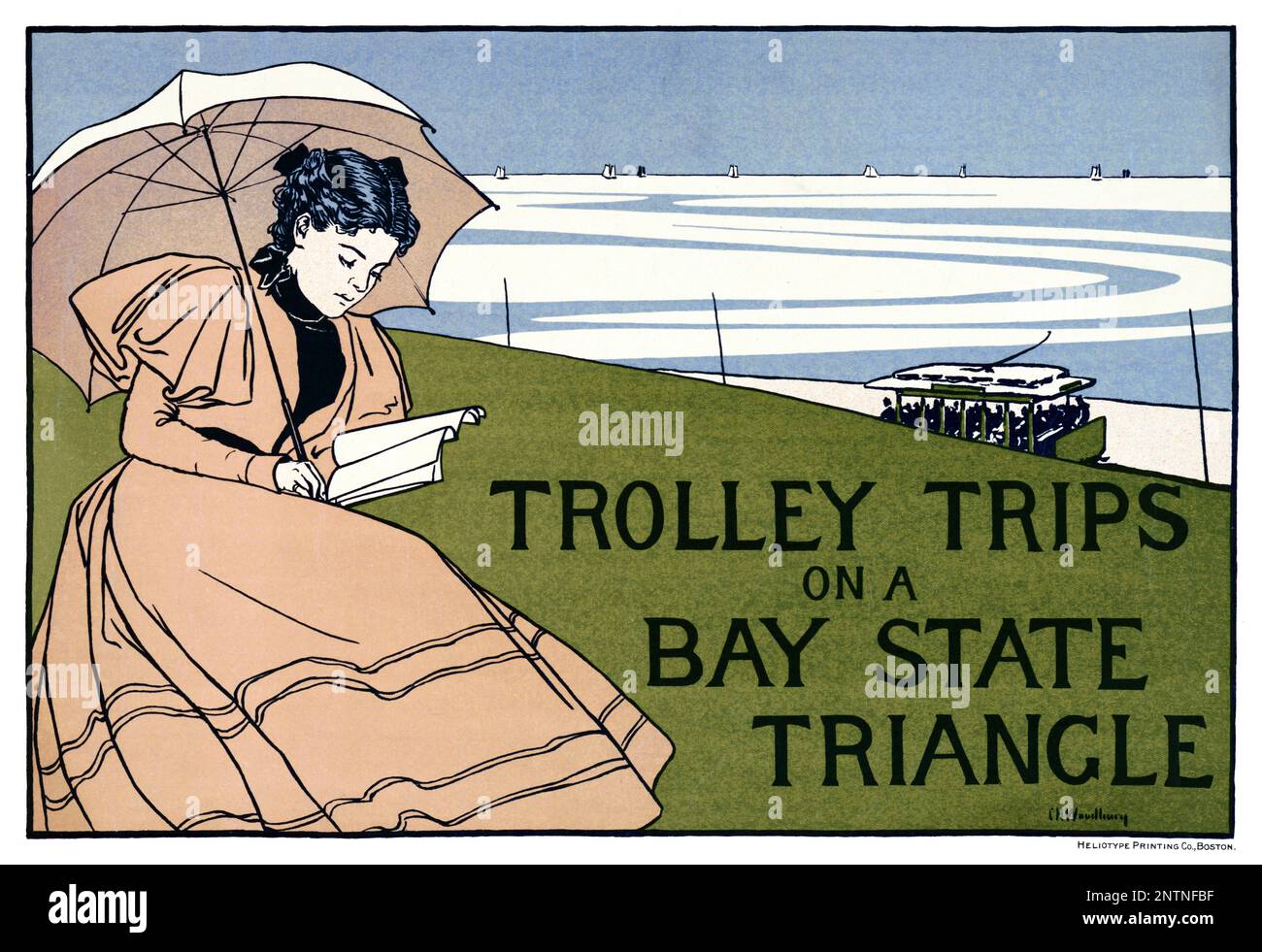 Trolley-Touren auf einem Bay State Triangle von Charles Herbert Woodbury (1864-1940). Poster veröffentlicht 1897 in den USA. Stockfoto