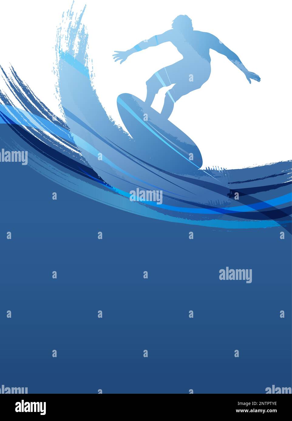 Vector Surfing Silhouette Background Illustration mit isoliertem Textraum auf weißem Hintergrund. Stock Vektor