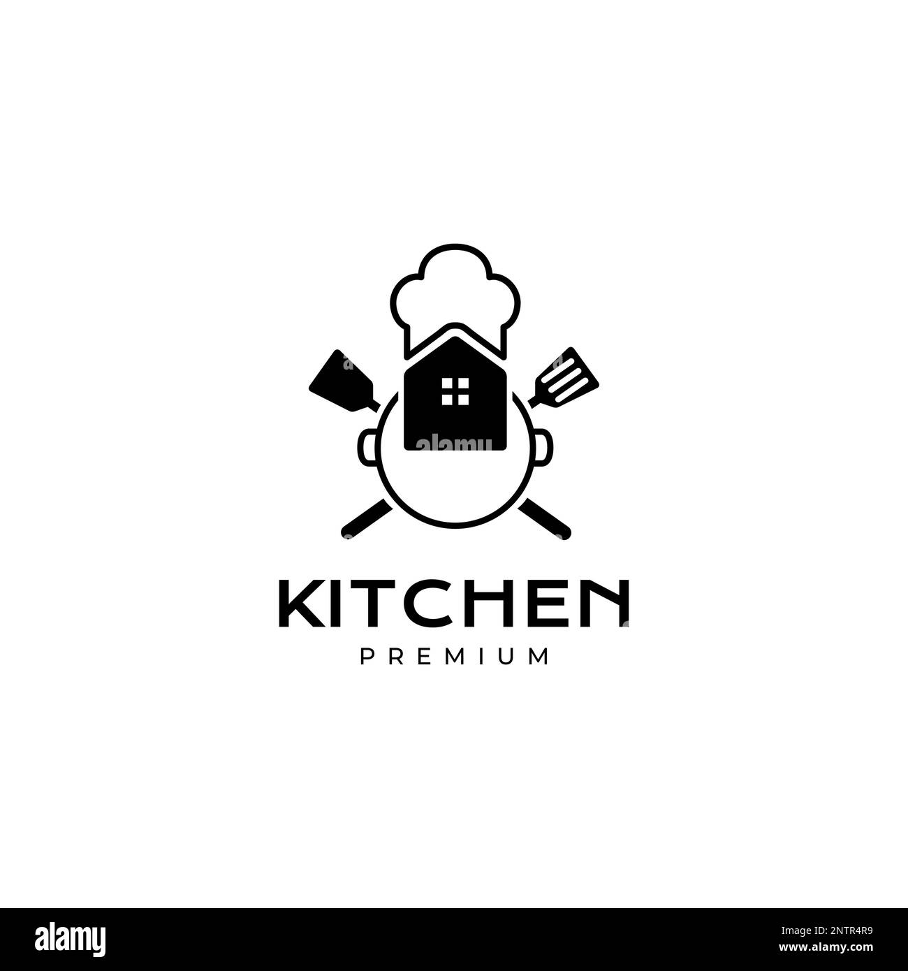 Heim Küche Restaurant Spatel Kochhut Kochhut Runde Pfanne modern einfaches Logo Design Vektor Stock Vektor