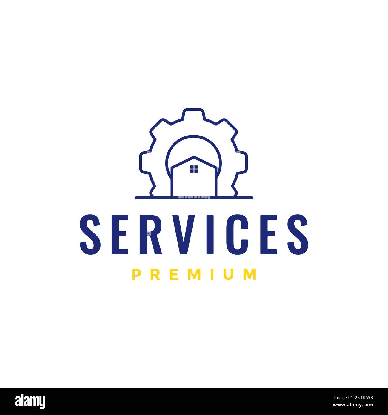Home Services Ausrüstungsindustrie Reparatur Gebäude minimales Logo Design Vektorsymbol Stock Vektor