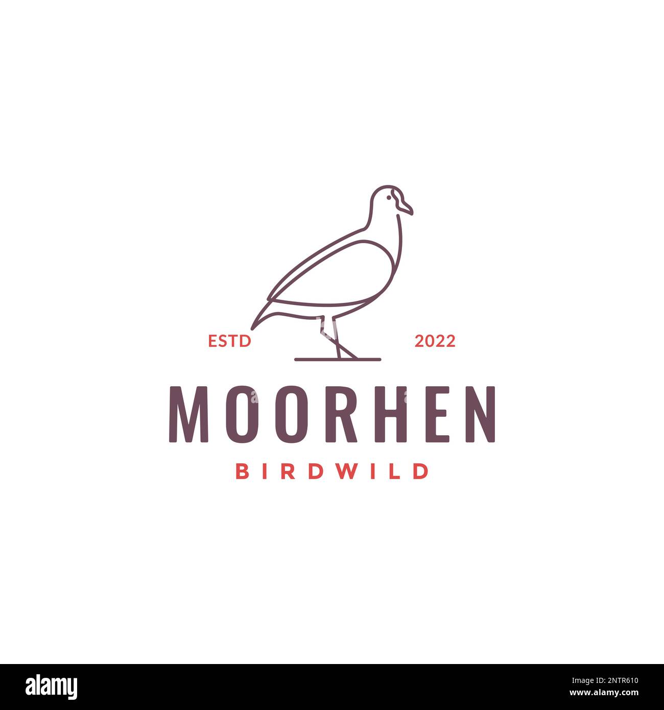 Little Bird Wild Moorhen Line Art minimales Logo Design Vektorsymbol Illustration Stock Vektor