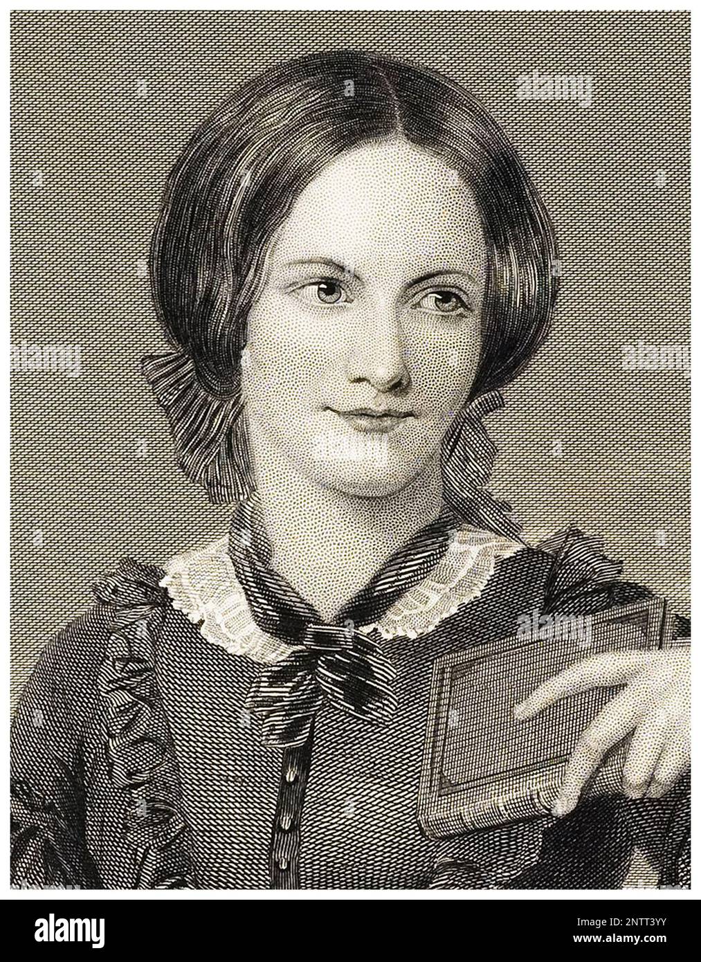 Charlotte Brontë (1816-1855), englische Schriftstellerin und Dichterin, Porträtgravierung nach Originalgemälde von Chappel, 1873 Stockfoto
