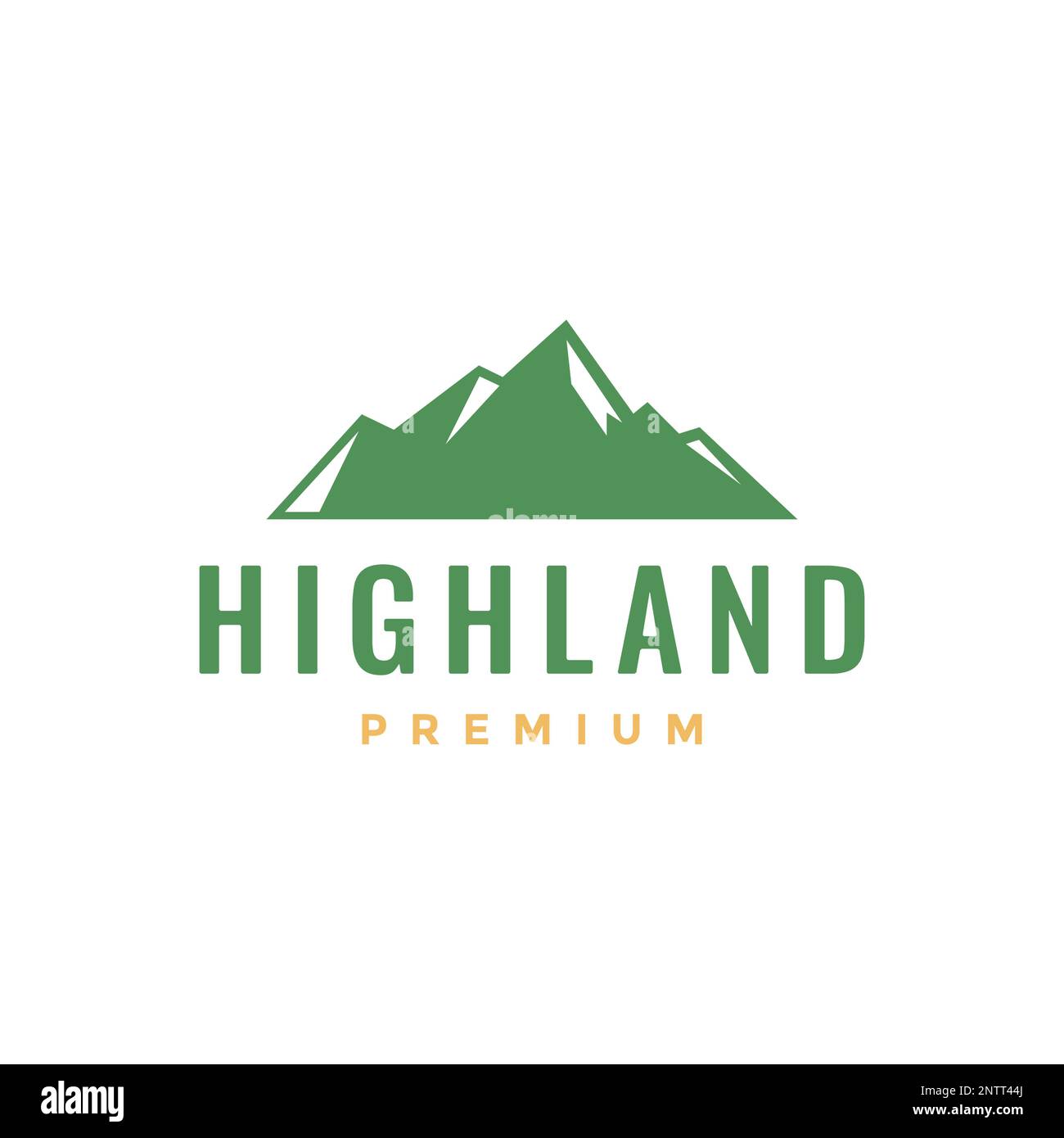 Berggipfel Hochhügelgrün einfaches minimalistisches Waldpanorama Logo Vektorsymbol Stock Vektor