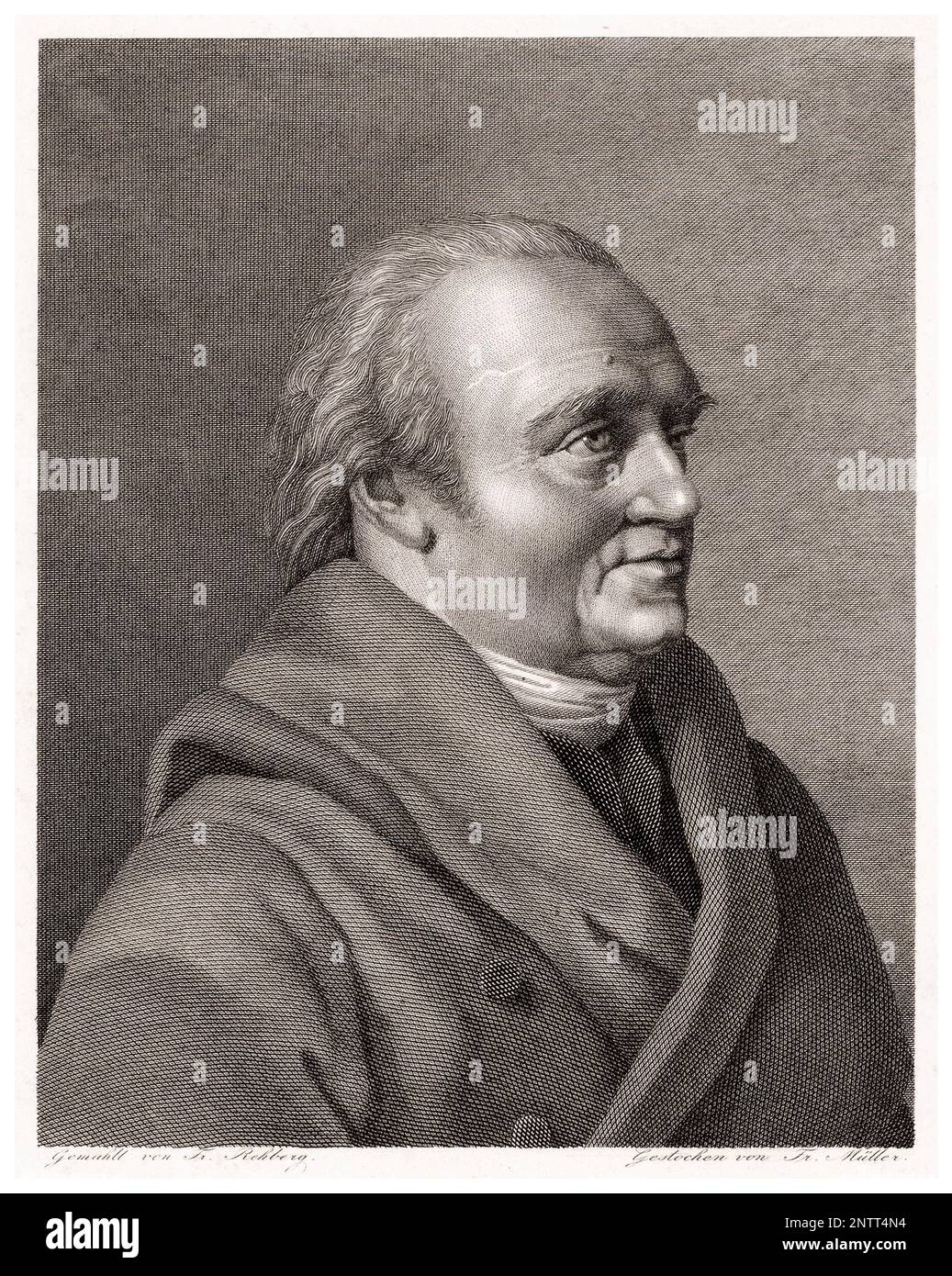 Sir William Herschel (1738-1822), deutscher britischer Astronome und Komponist, Porträtgravierung von Johann Friedrich Wilhelm Müller, 1792-1816 Stockfoto