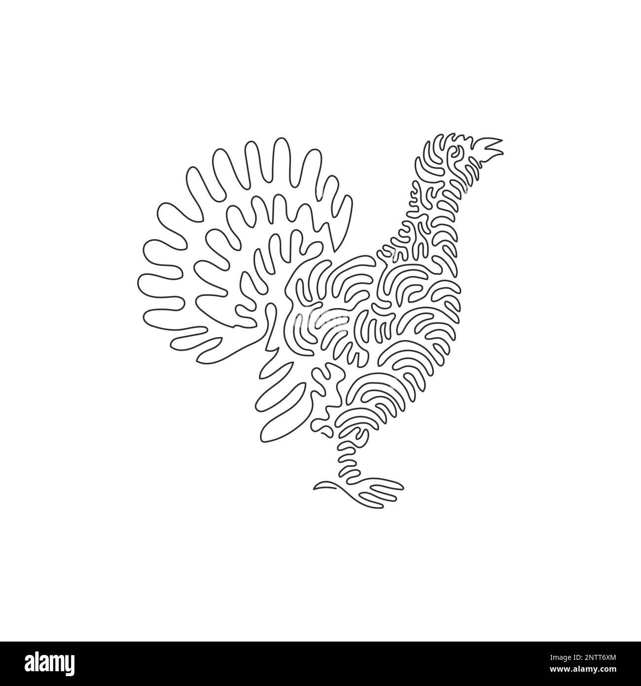 Durchgehende Kurve eine Linienzeichnung einer niedlichen Vogelkurve abstrakte Kunst. Einzeilige bearbeitbare Konturvektordarstellung von gefiederten Schenkeln und Zehen Stock Vektor