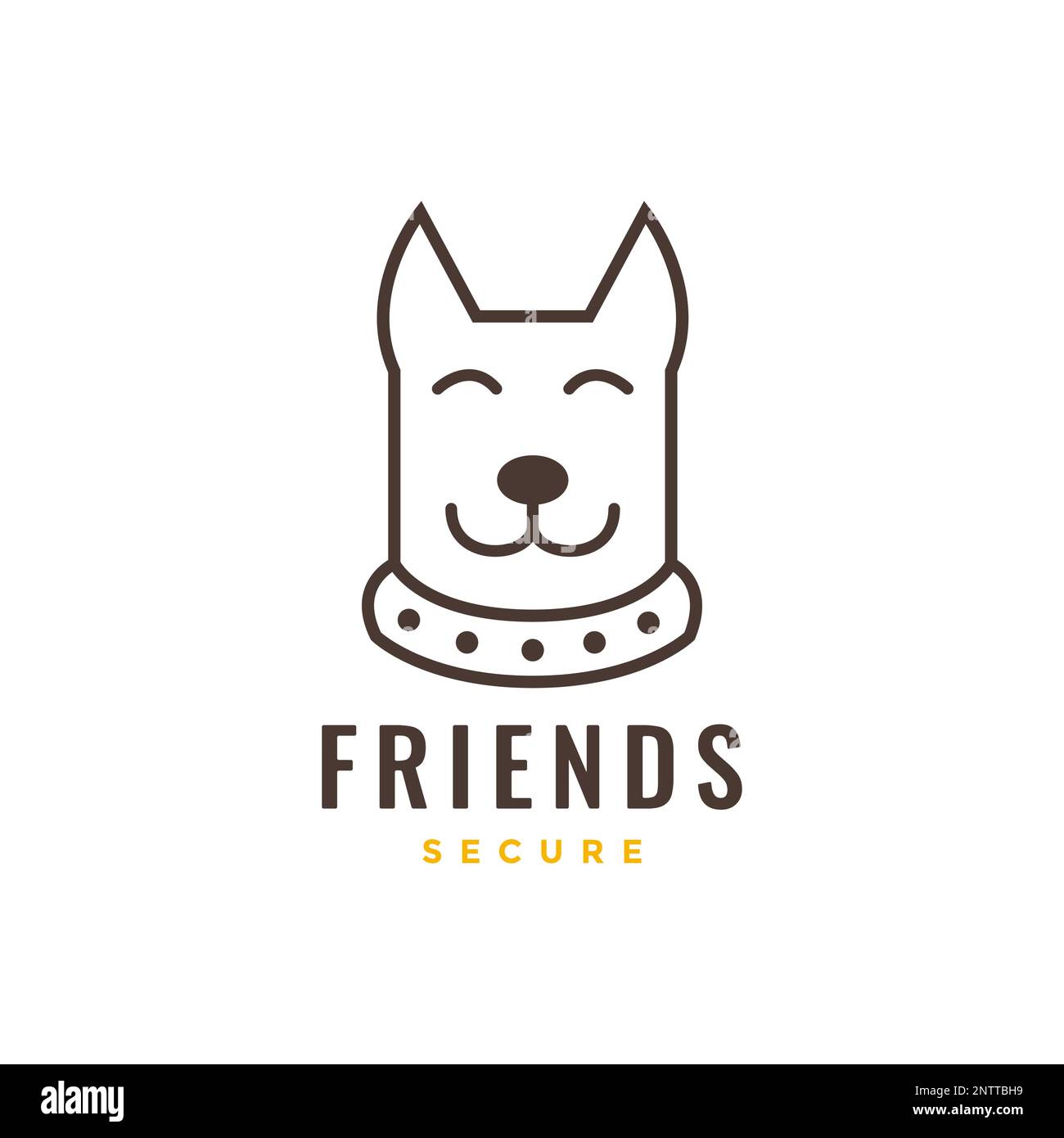 Tiertiere Hundegesicht Halskette Sicherheit Polizeimaskottchen Lächeln minimalistisch modernes Logo-Design Vektor Stock Vektor