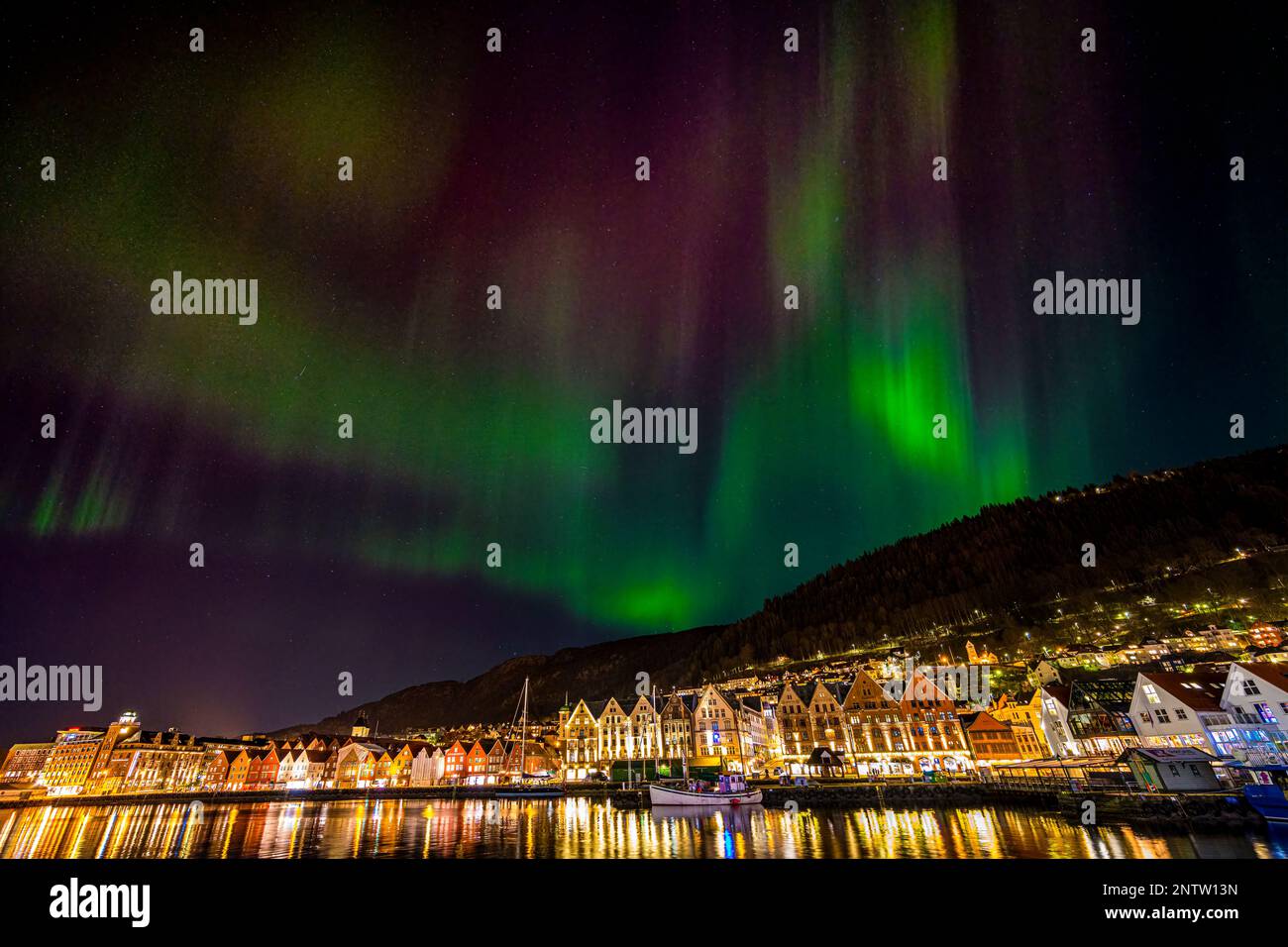 Nordlicht in Bergen, Norwegen Stockfoto