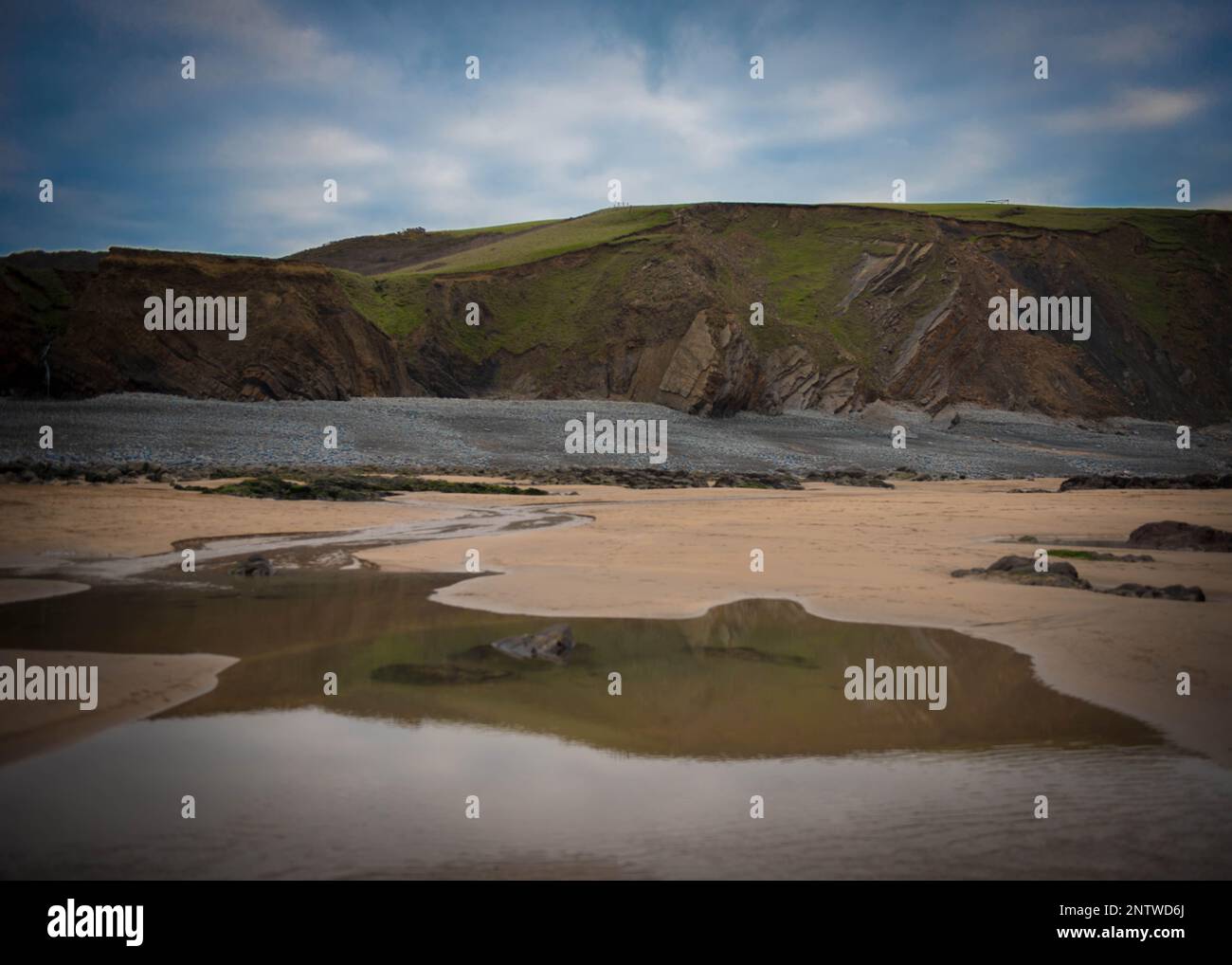 Sandymouth Beach an der North Cornwall Coast in der Nähe von Bude, England Stockfoto