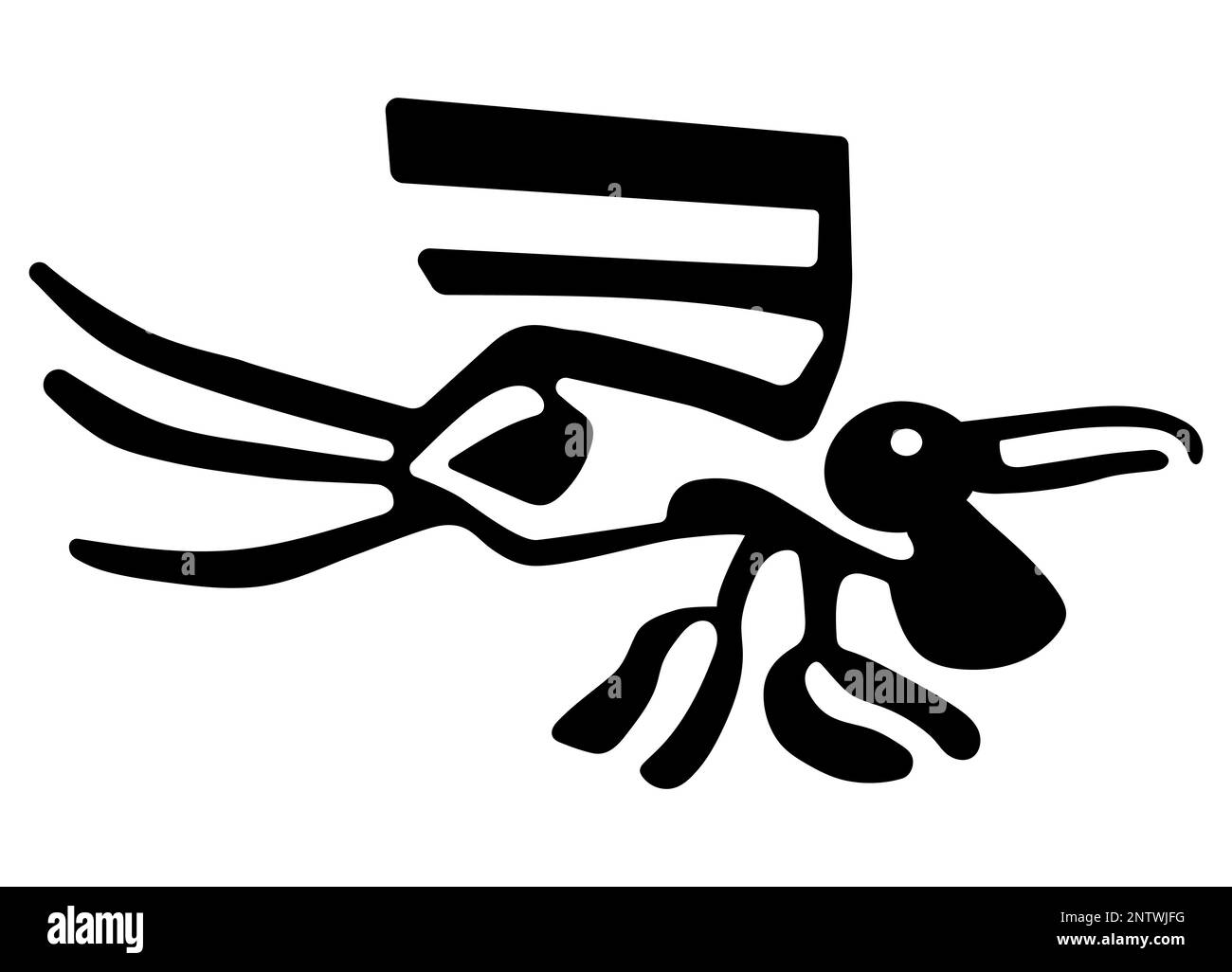 Geoglyphe des Pelikans aus Nazca, Nazca-Linien, Nazca-Wüste, Peru - Vektordarstellung Stock Vektor