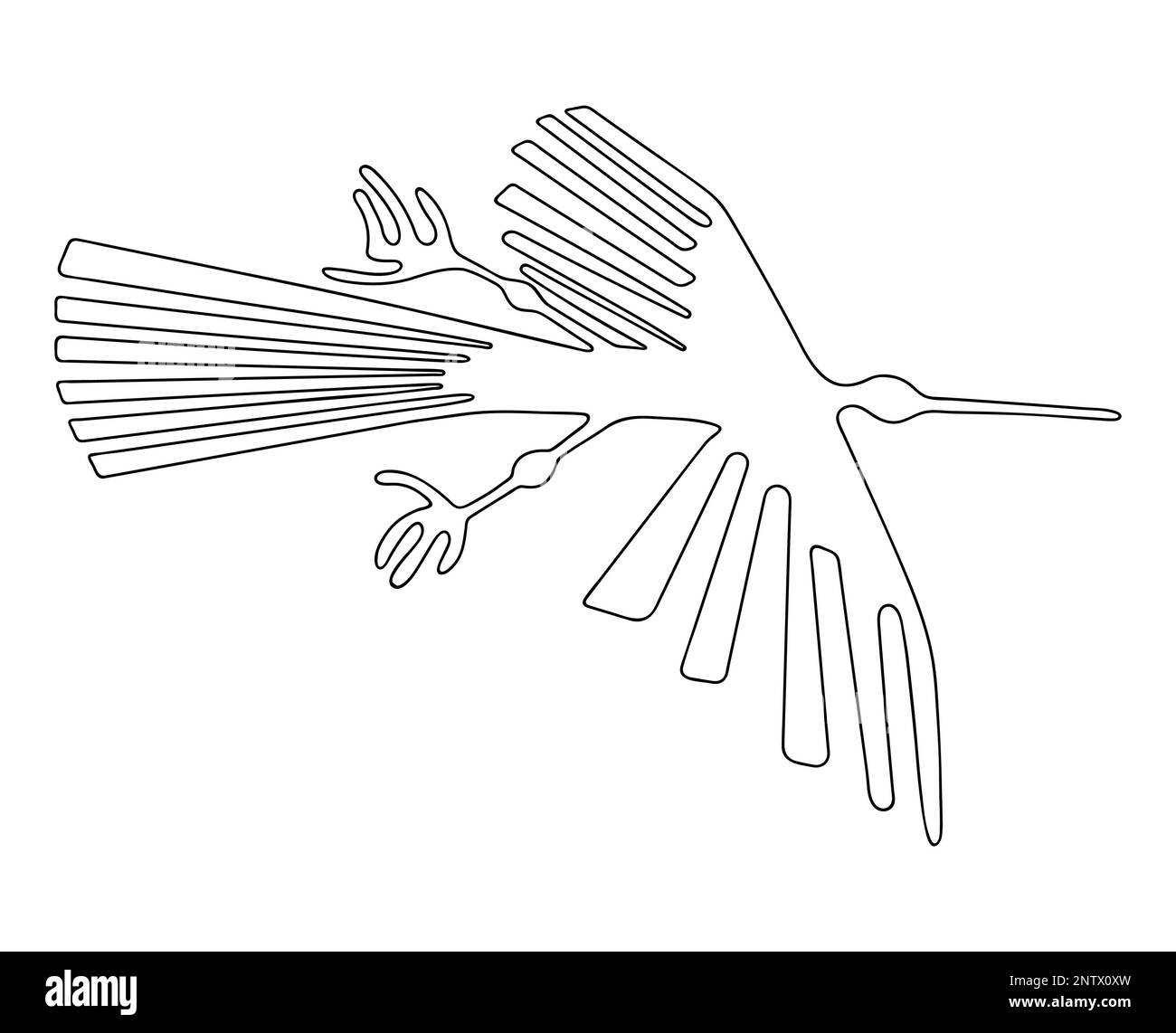 Geoglyphe des Kondors aus Nazca, der Nazca-Linie, der Nazca-Wüste, Peru Stock Vektor