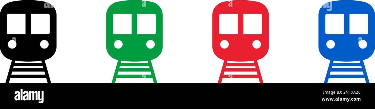 Symbolsatz trainieren. U-Bahn. Bearbeitbarer Vektor. Stock Vektor