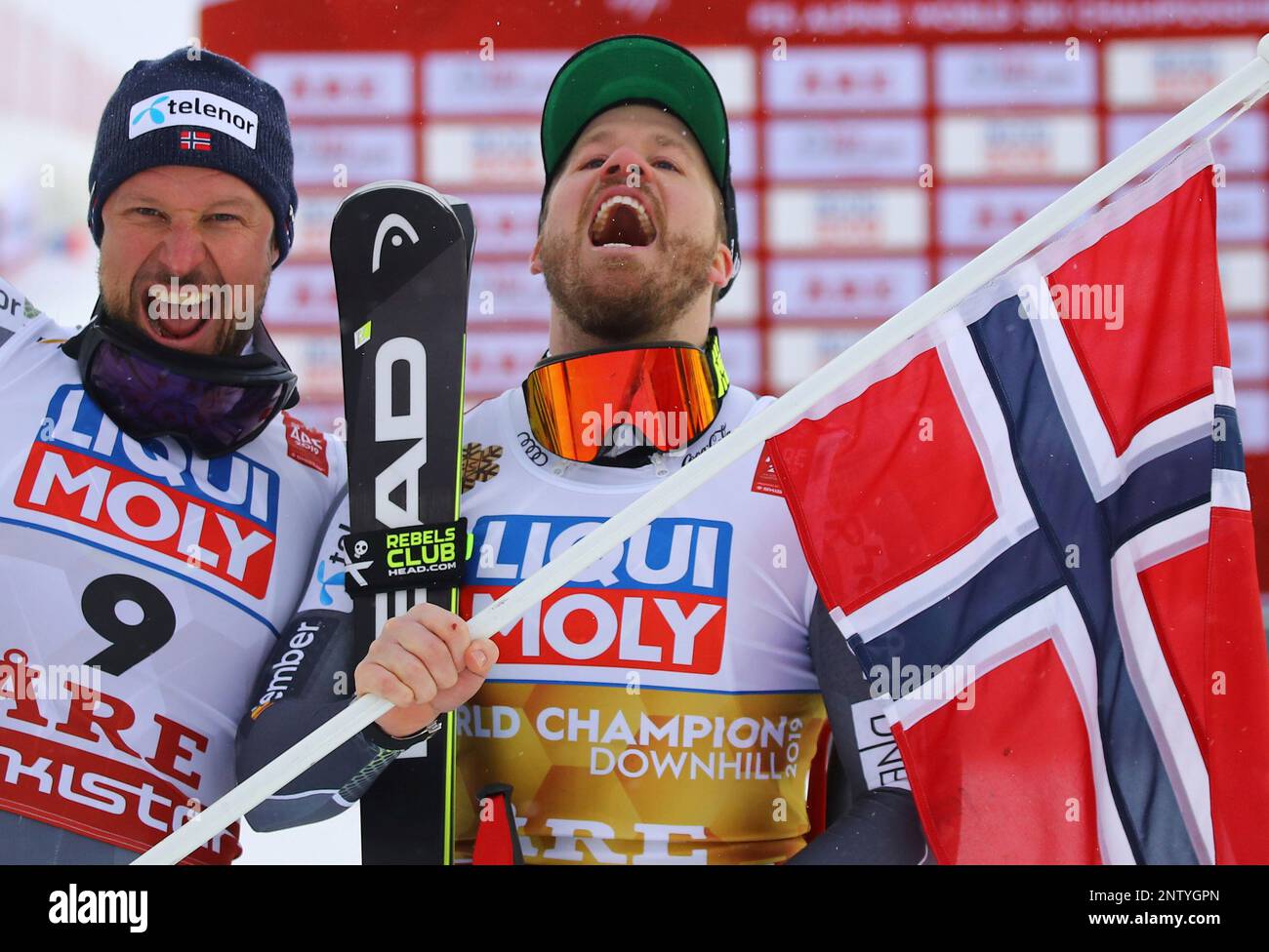 From left, runnerup Norway's Aksel Lund Svindal, and the winner Norway