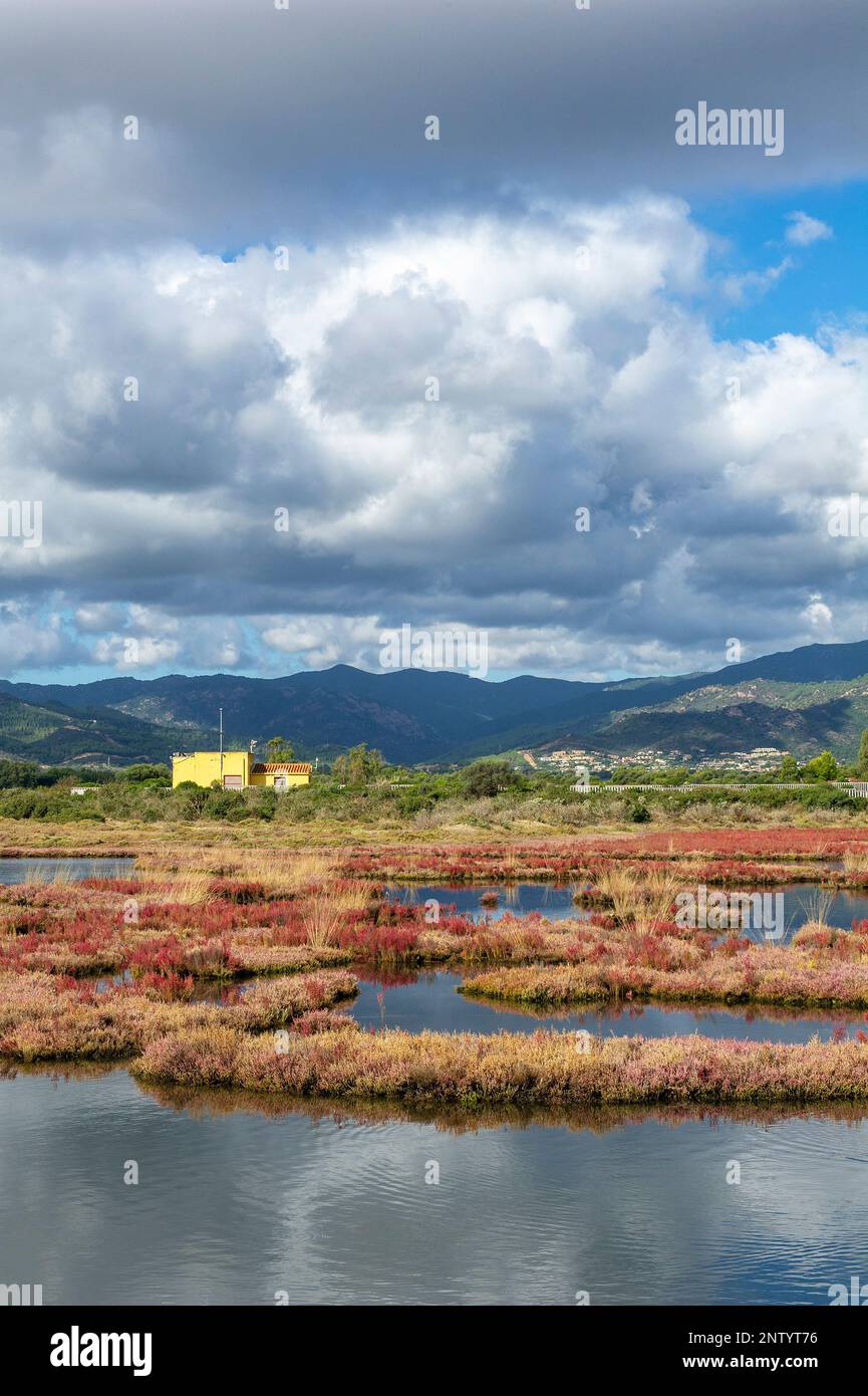 Das Naturschutzgebiet der Laguna di Nora, Sardinien, Italien Stockfoto