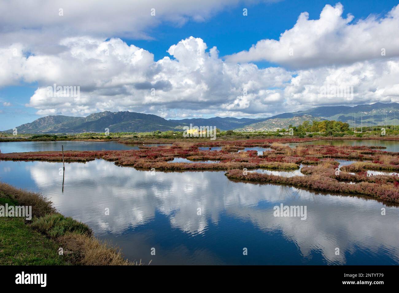 Das Naturschutzgebiet der Laguna di Nora, Sardinien, Italien Stockfoto