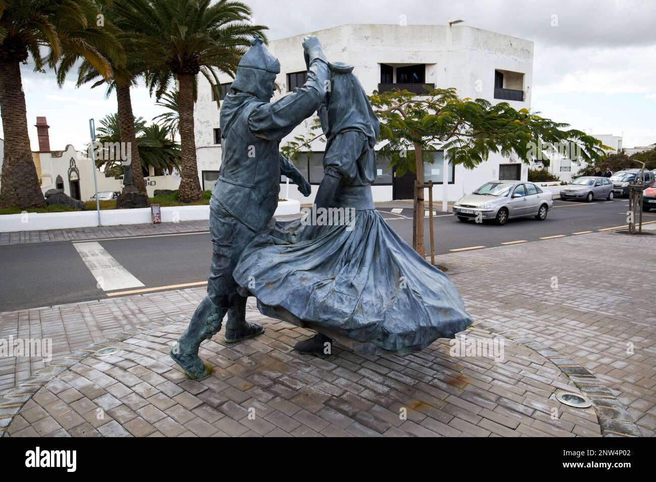 Tänzer Bailarinen Skulptur San Bartolome Lanzarote, Kanarische Inseln, Spanien Stockfoto