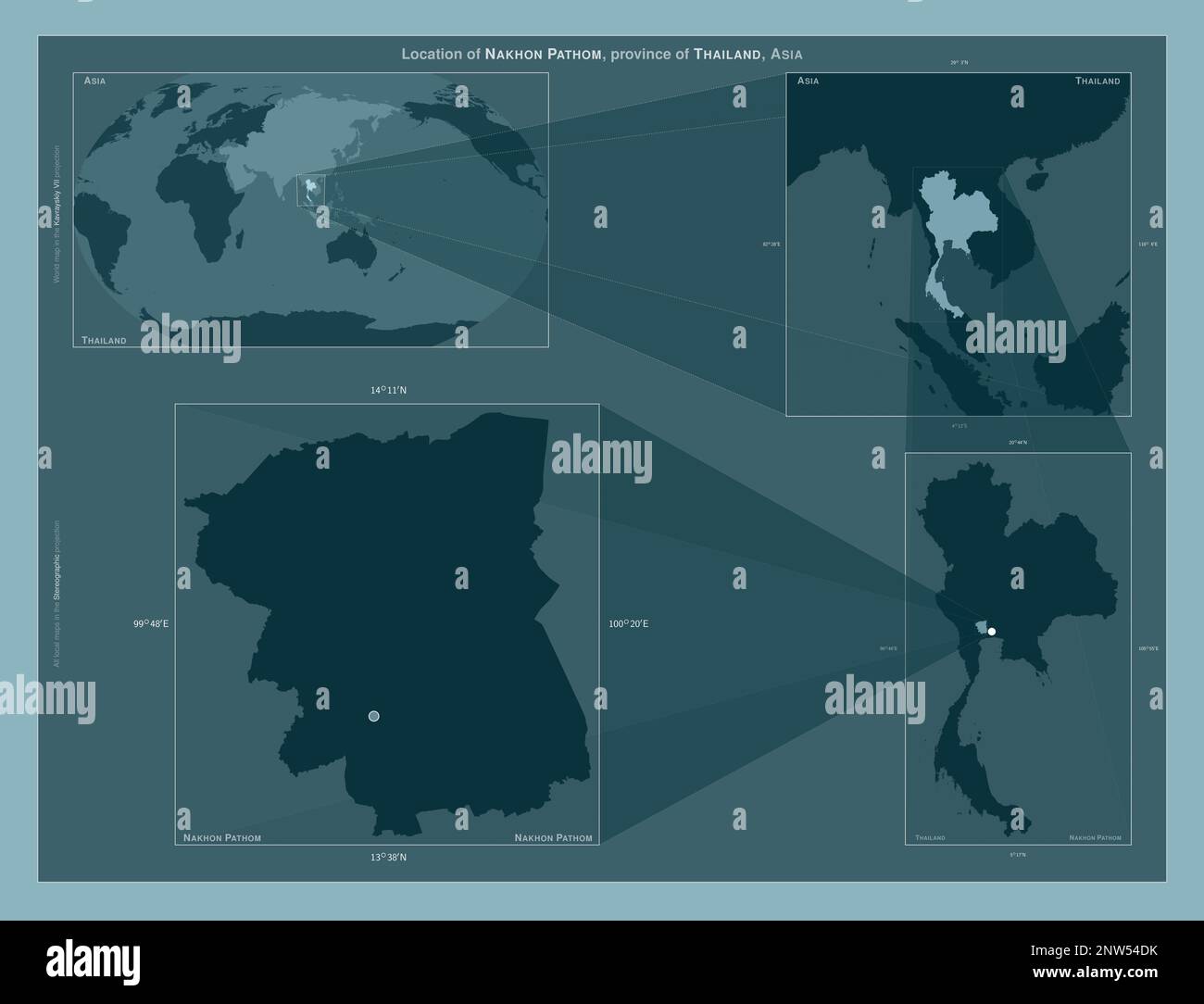 Nakhon Pathom, Provinz Thailand. Diagramm, das die Position der Region