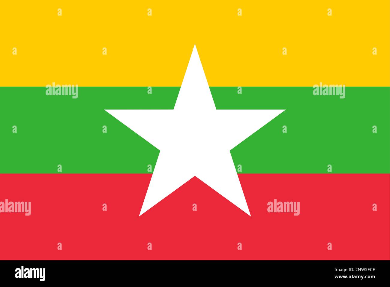 Nationalflagge der Republik der Union von Myanmar Stockfoto