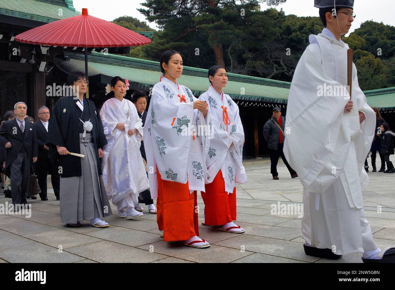 Heiligtum der Meiji Jingu.Traditional Hochzeit, Tokio, Japan, Asien Stockfoto