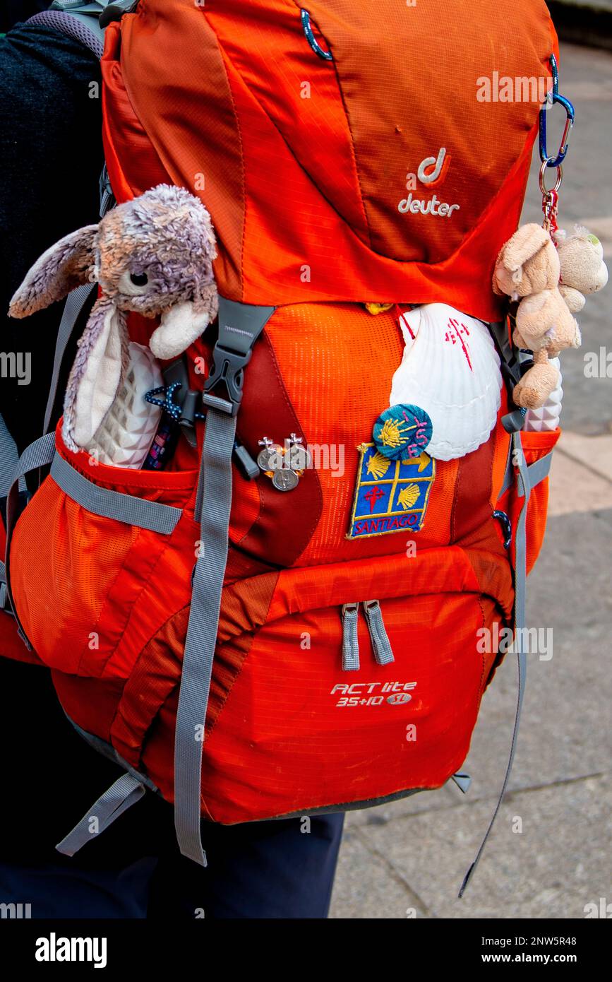 Das Kaninchen auf dem Weg nach St. James im Rucksack Stockfoto