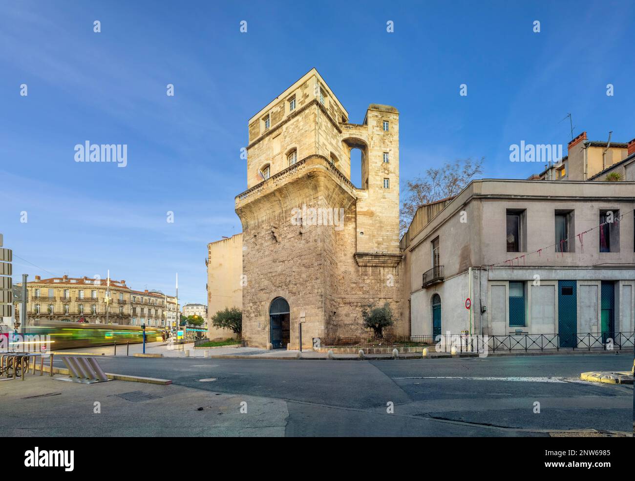 Tower La Tour de la Babote - ein Überbleibsel der alten Befestigungsanlagen von Montpellier aus dem 12. Jahrhundert, Frankreich Stockfoto