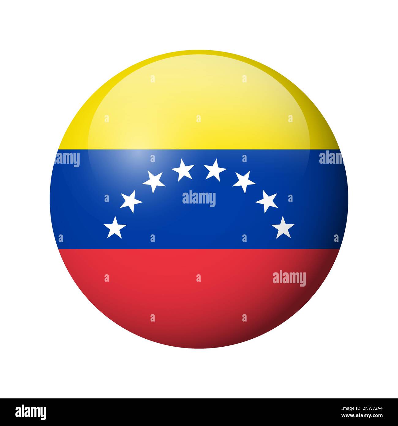 Venezolanische Flagge - glänzendes Kreisabzeichen. Vektorsymbol. Stock Vektor