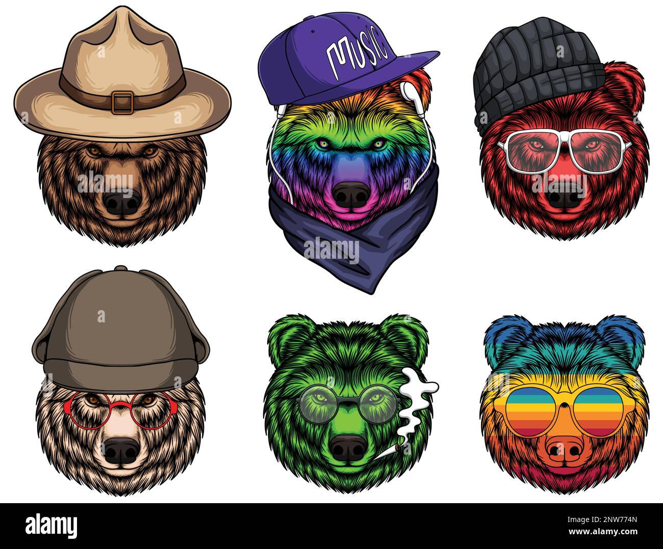 Bär Modeset-Kollektion für Ihr Unternehmen oder Ihre Marke Stock Vektor