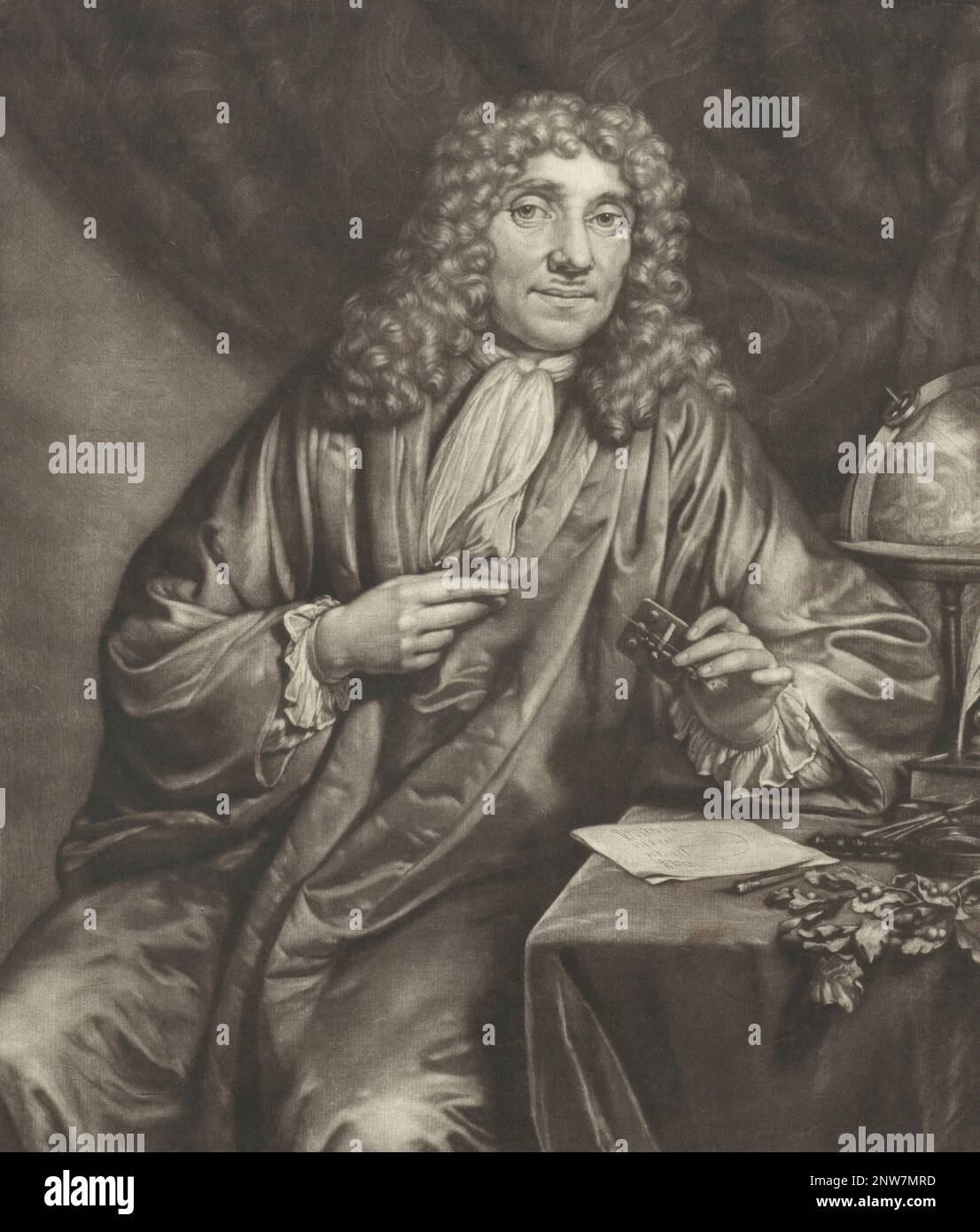 Antonie Philips van Leeuwenhoek, 1632 – 1723, niederländischer Mikrobiologe und Mikroskopiker Stockfoto