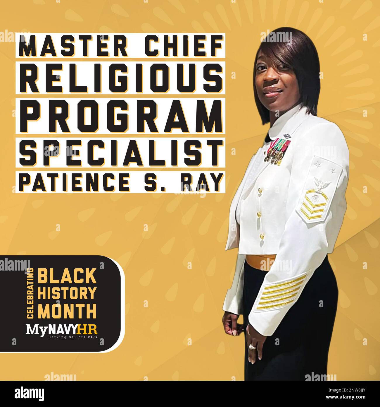 Eine Grafik zur Feier des Master Chief Religion Program Specialist Patience S. Ray für den Black History Month Stockfoto
