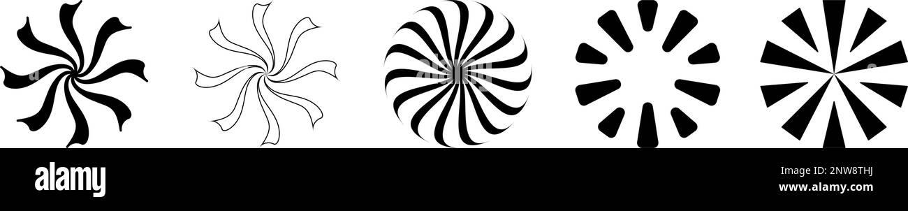 Symbolsatz von Konstruktionselementen für Spiralen und Rotationskreise. Abbildung eines flachen Vektors Stock Vektor