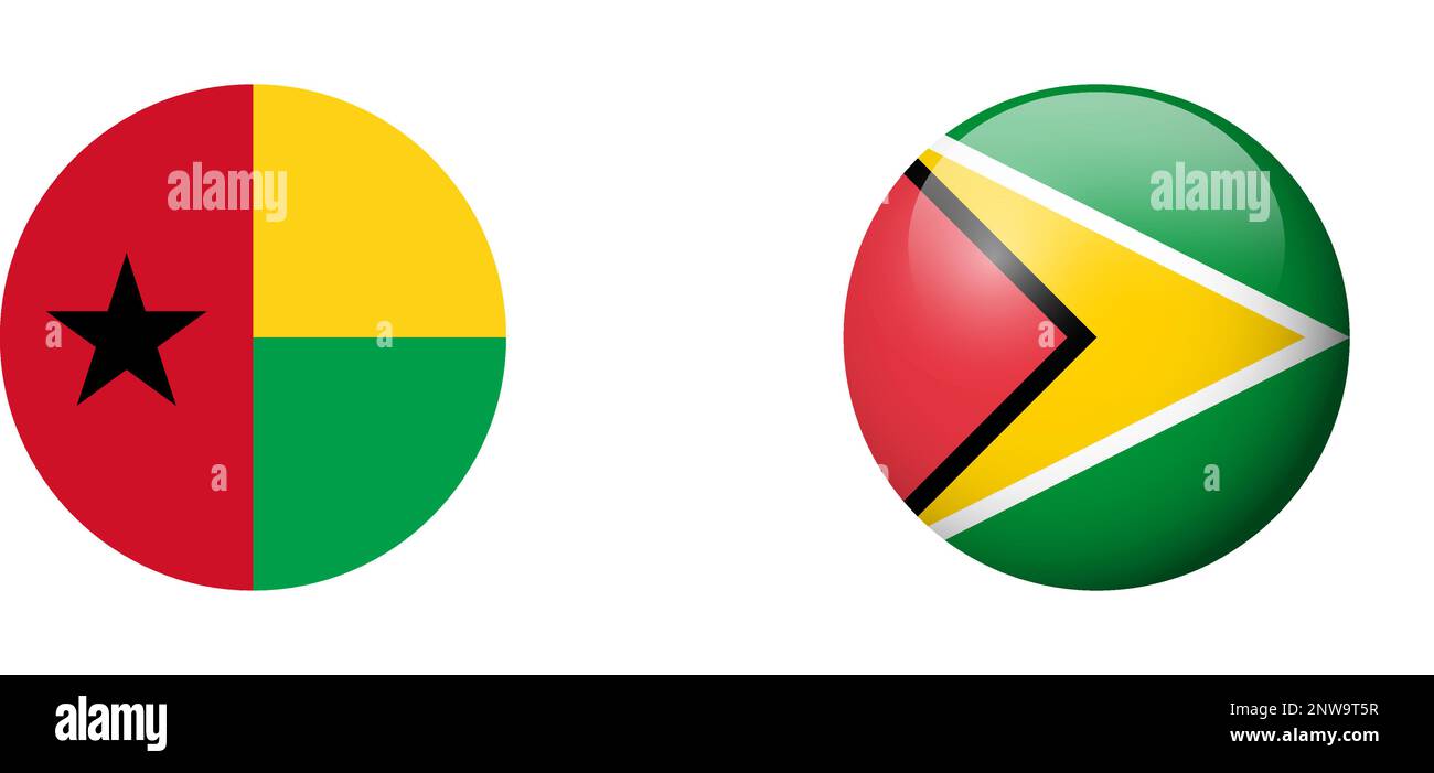 Guyana-Flagge - glänzendes Kreisschild. Vektorsymbol. Stock Vektor