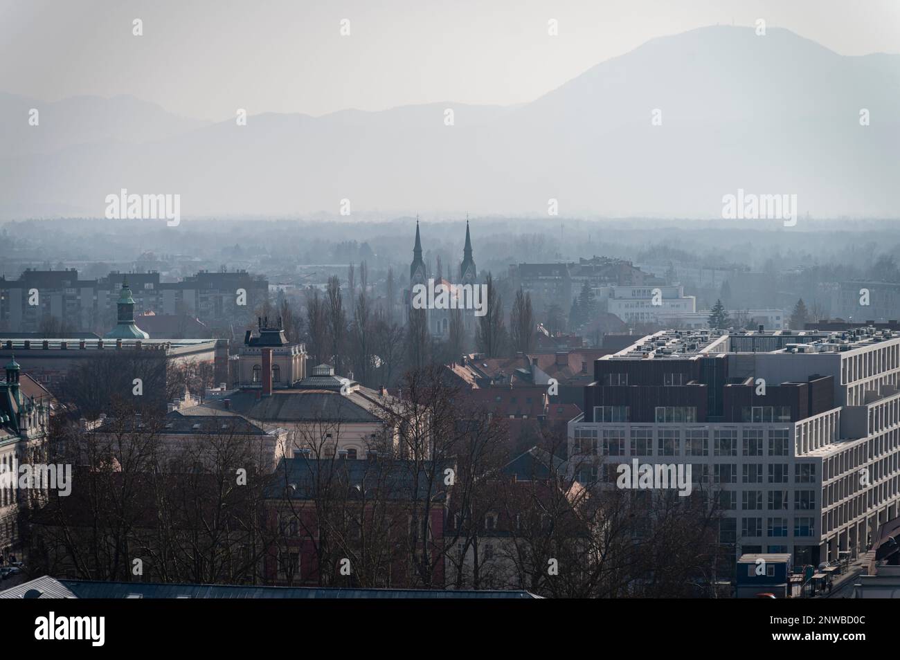Blick von Nebotičnik, Ljubljana, Slowenien Stockfoto