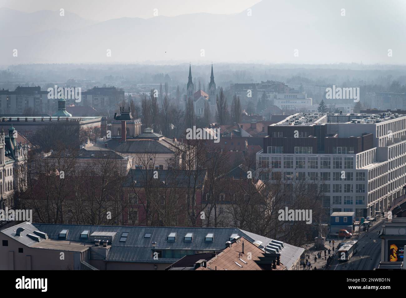Blick von Nebotičnik, Ljubljana, Slowenien Stockfoto