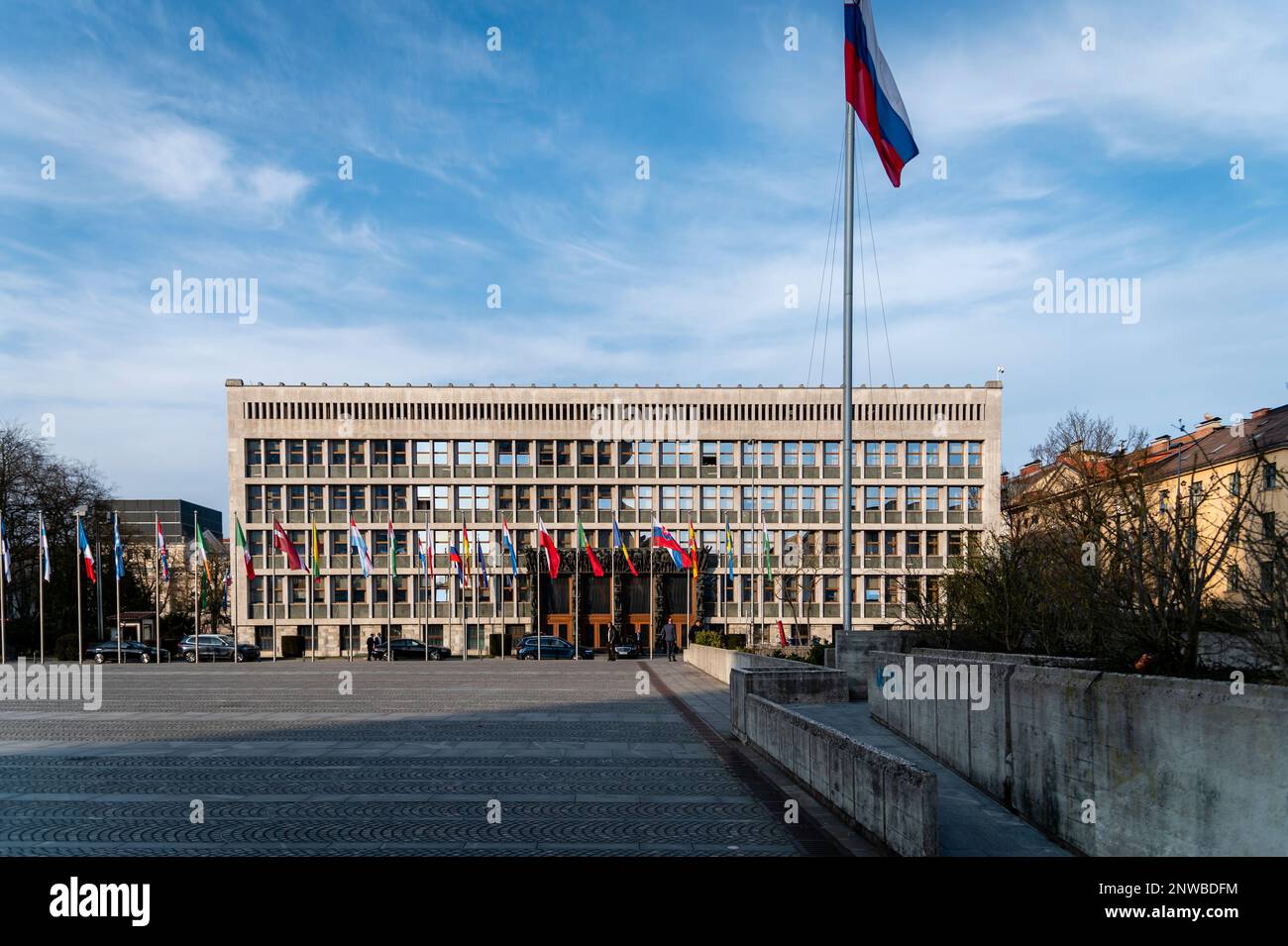 Gebäude der slowenischen Nationalversammlung, Ljubljana, Slowenien Stockfoto