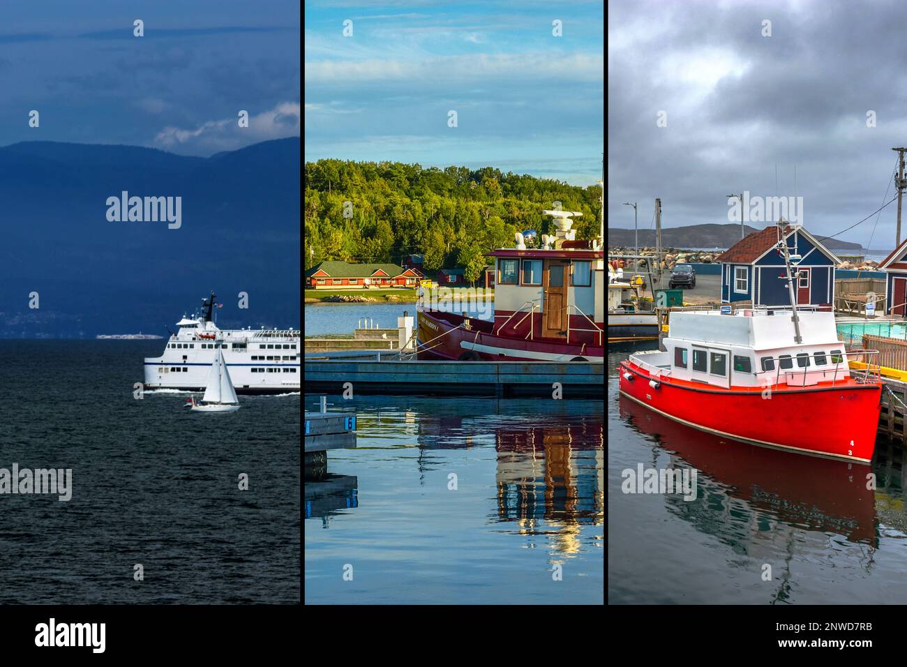 Boote von verschiedenen Wasserstraßen Kanadas - West, Central und East Stockfoto