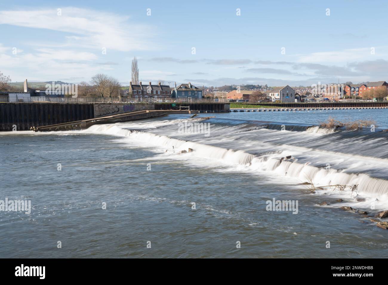 Trews Wehr auf dem Fluss exe in Exeter Stockfoto