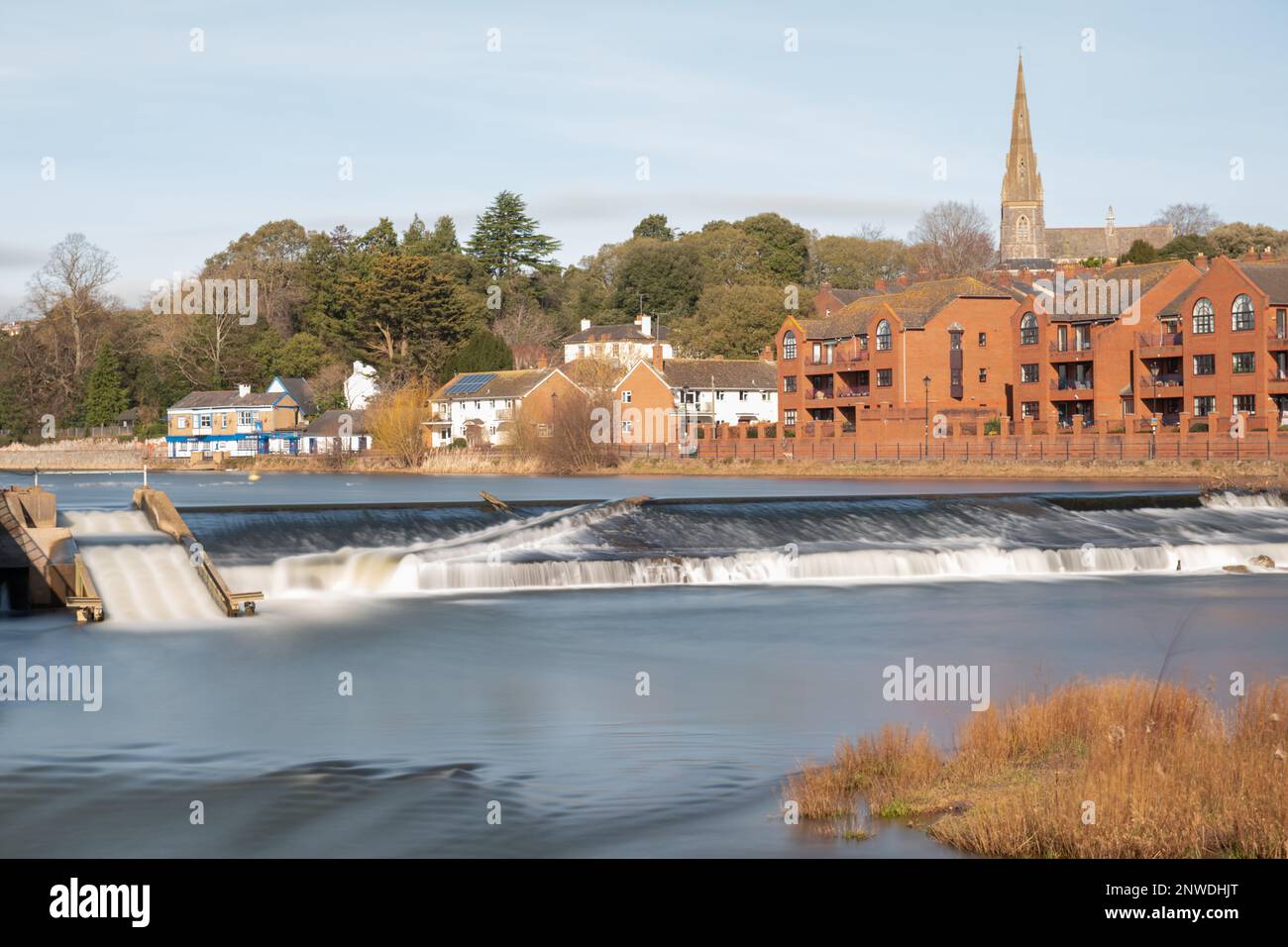 Trews Wehr auf dem Fluss exe in Exeter Stockfoto