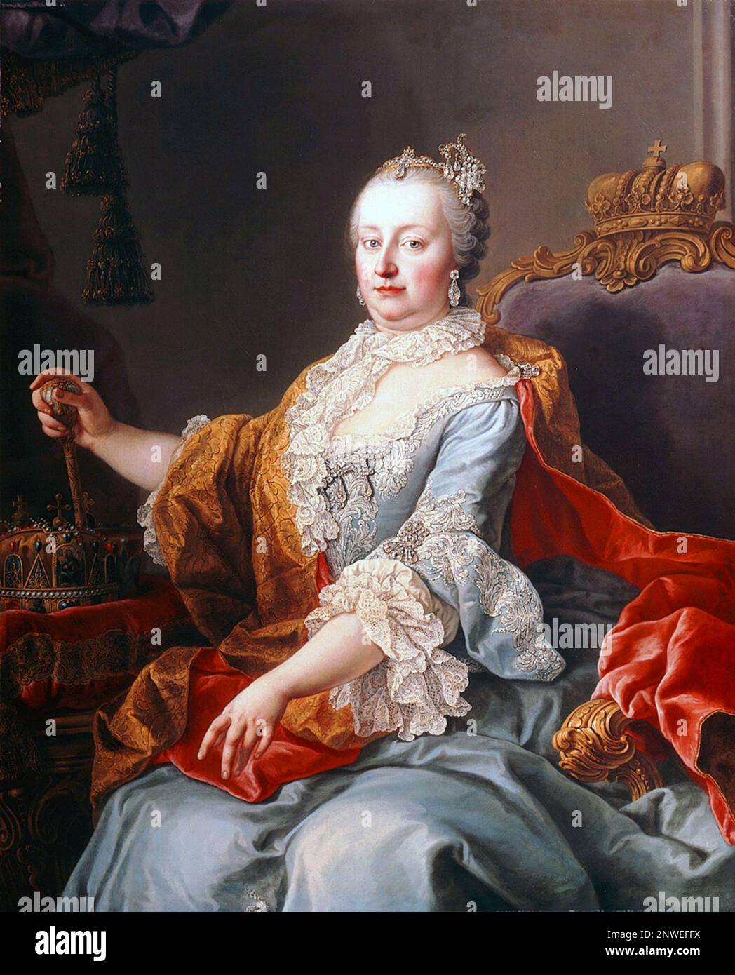 Maria Theresa Walburga Amalia Christina (1717-1780), Herrscherin der Habsburger Herrschaft, war Herzogin von Lothringen, Großkaiserin Maria Theresia Painting von Martin van Meytens Stockfoto