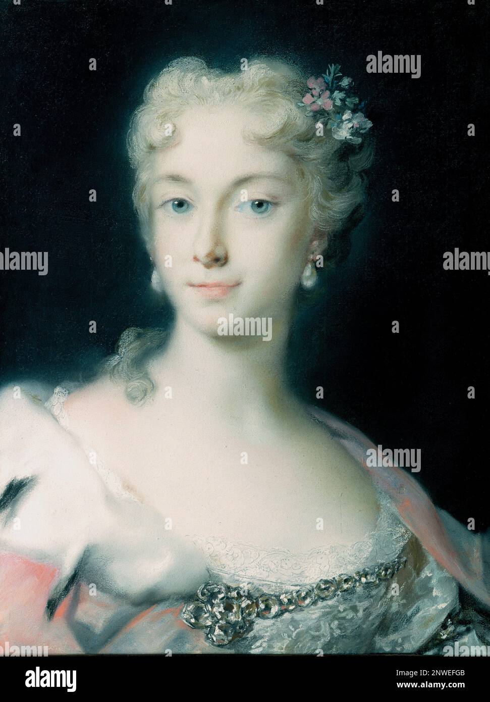 Maria Theresa, Maria Theresa Walburga Amalia Christina (1717-1780), Herrscherin der Habsburger Herrschaft, war Herzogin von Lothringen, Großherzogin der Toskana und Heilige römische Kaiserin. Gemälde von Rosalba Carriera Stockfoto
