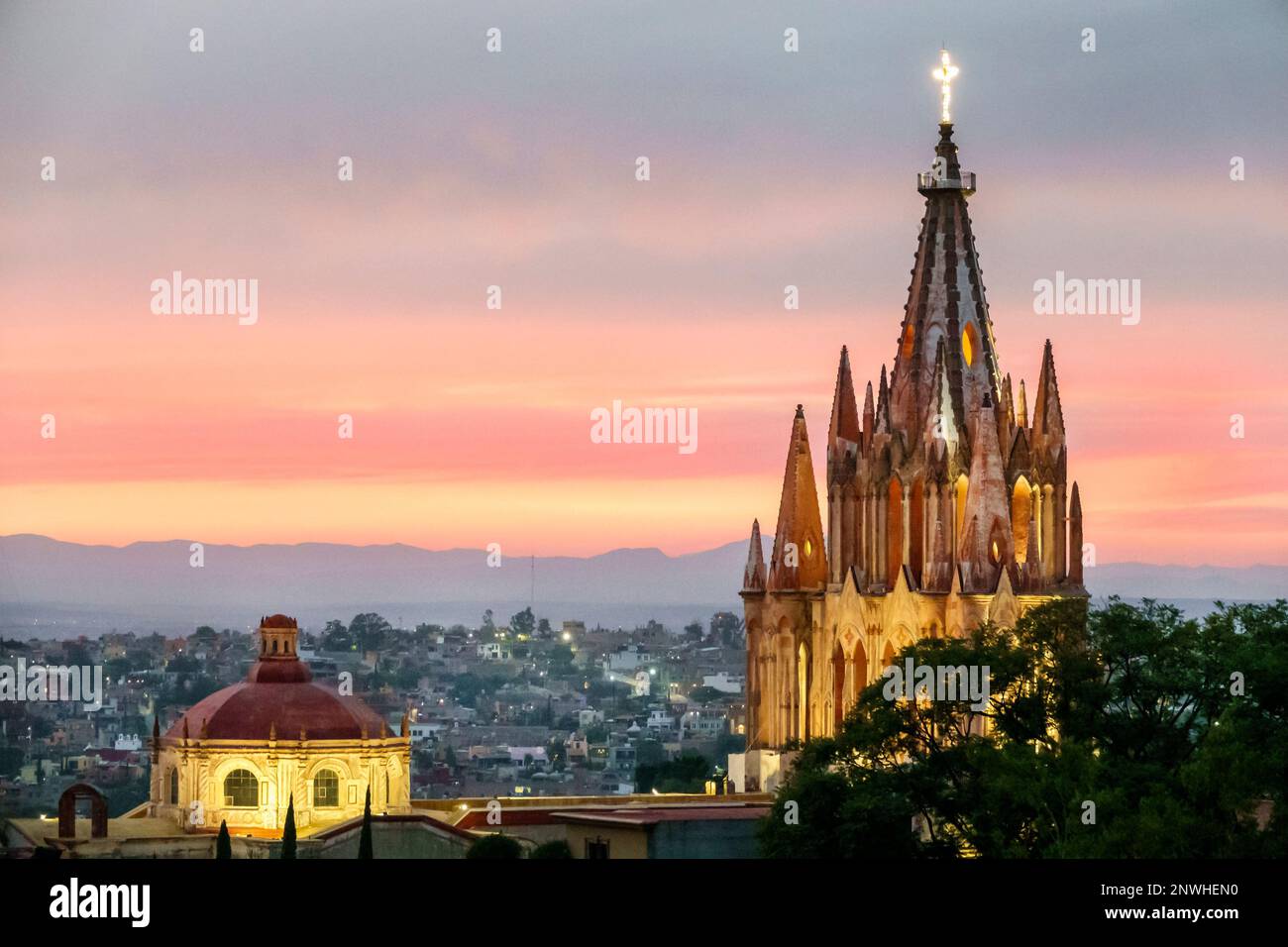 San Miguel de Allende Guanajuato Mexiko, historisches Zentrum Zona Centro, Parroquia de San Miguel Arcangel, Gemeinde Saint Michael Archangel Stockfoto