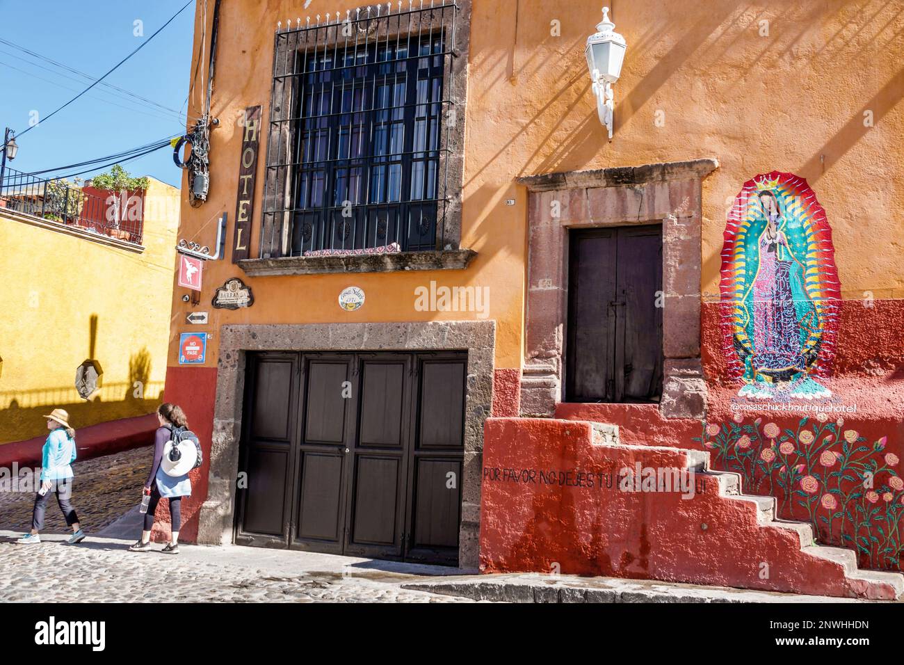 San Miguel de Allende Guanajuato Mexiko, historisches Zentrum der Altstadt, Calle Barranca, Casa Schuck Boutique-Hotels, Pensionen, Mott Stockfoto