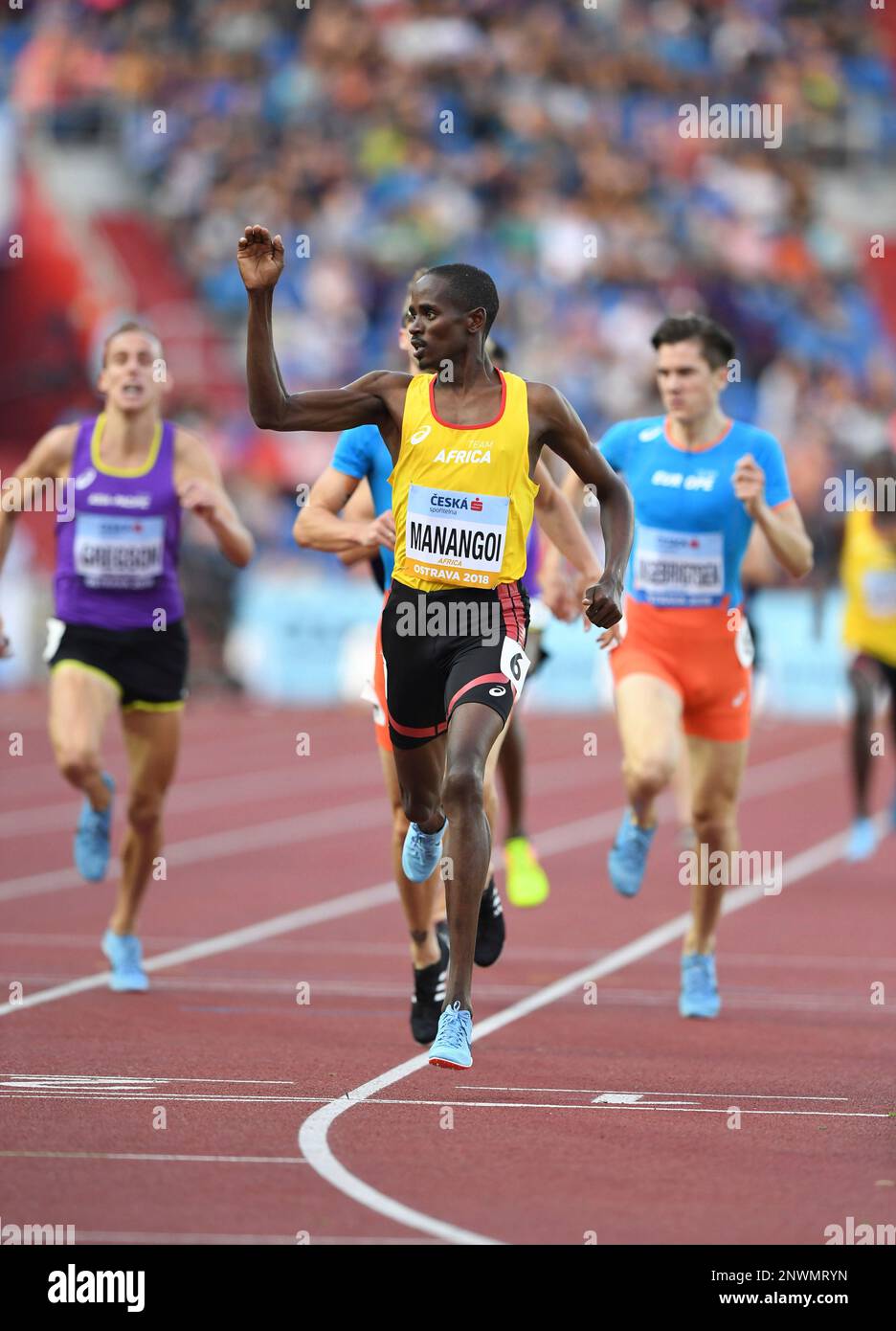 Elijah Manangoi (KEN) wins the 1,500m in 3:40.00 during the IAAF Continental Cup 2018 at Mestkey Stadion in Ostrava, Czech Republic, Sunday, Sept. 9, 2018. (Jiro Mochizuki/IOS via AP) Stockfoto