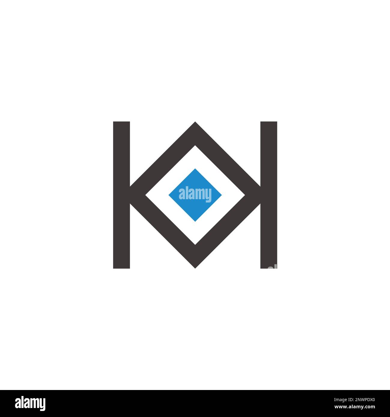 Vektor des Buchstabens k h blaues Rautensymbol Stock Vektor