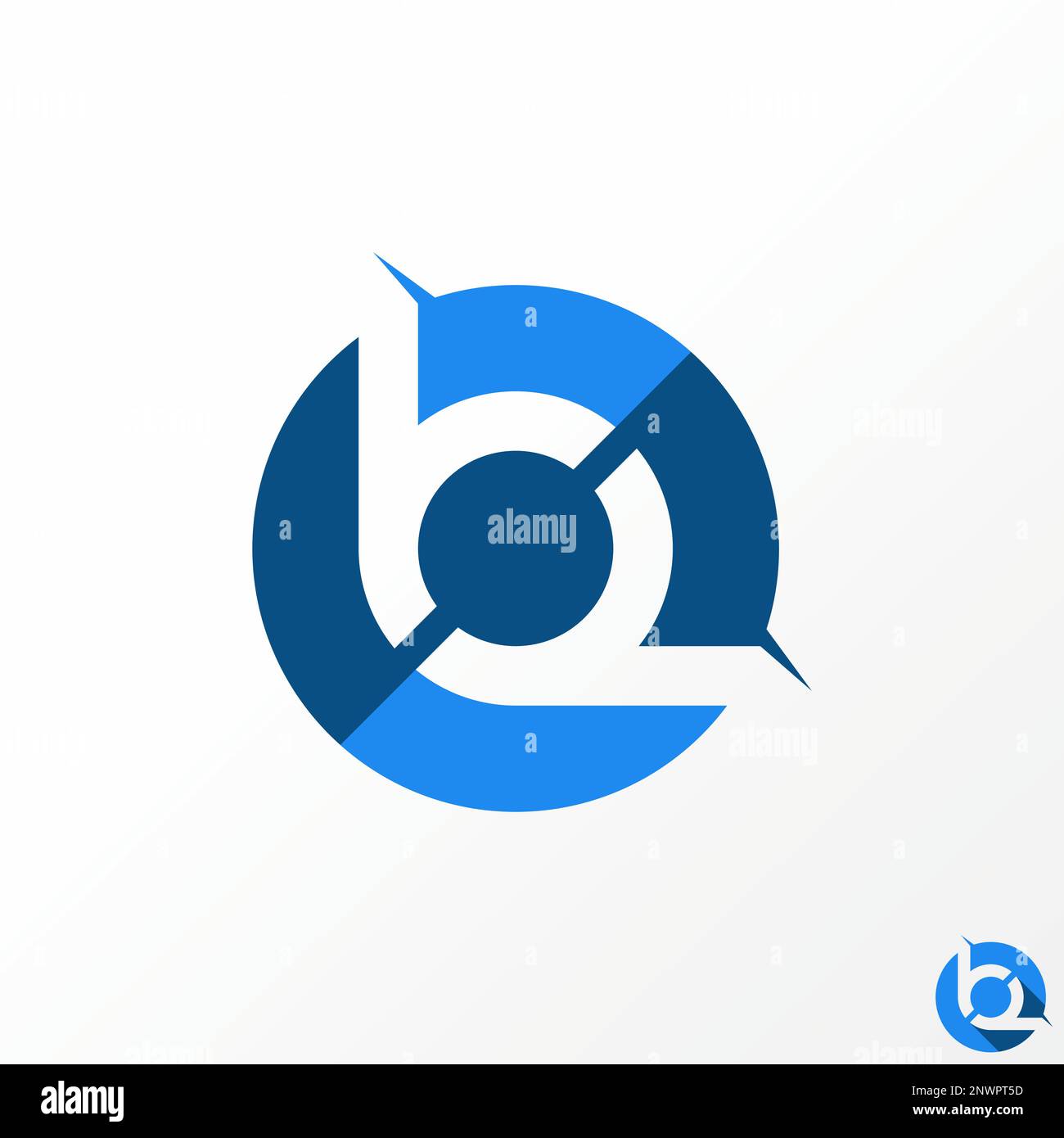 Brief oder Wort BP oder PB Schnittschrift auf Kreisblock und Flip-Bild Grafiksymbol Logo Design abstraktes Konzept Vektormaterial Initial oder Monogramm Stock Vektor